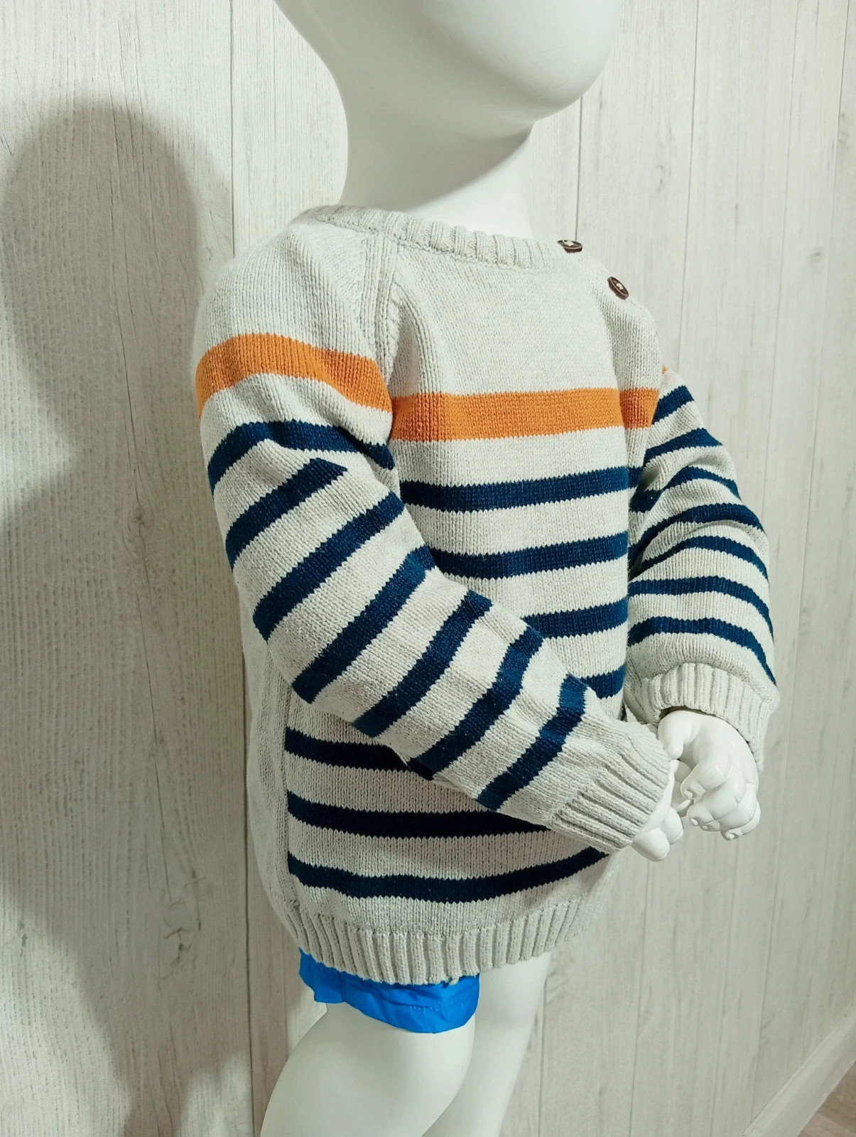 Pull a manches longues garçon - taille 18 mois (86 cm) - inextenso-couleur gris marine et moutarde – In Extenso – taille 18-24 mois / 86 cm 2
