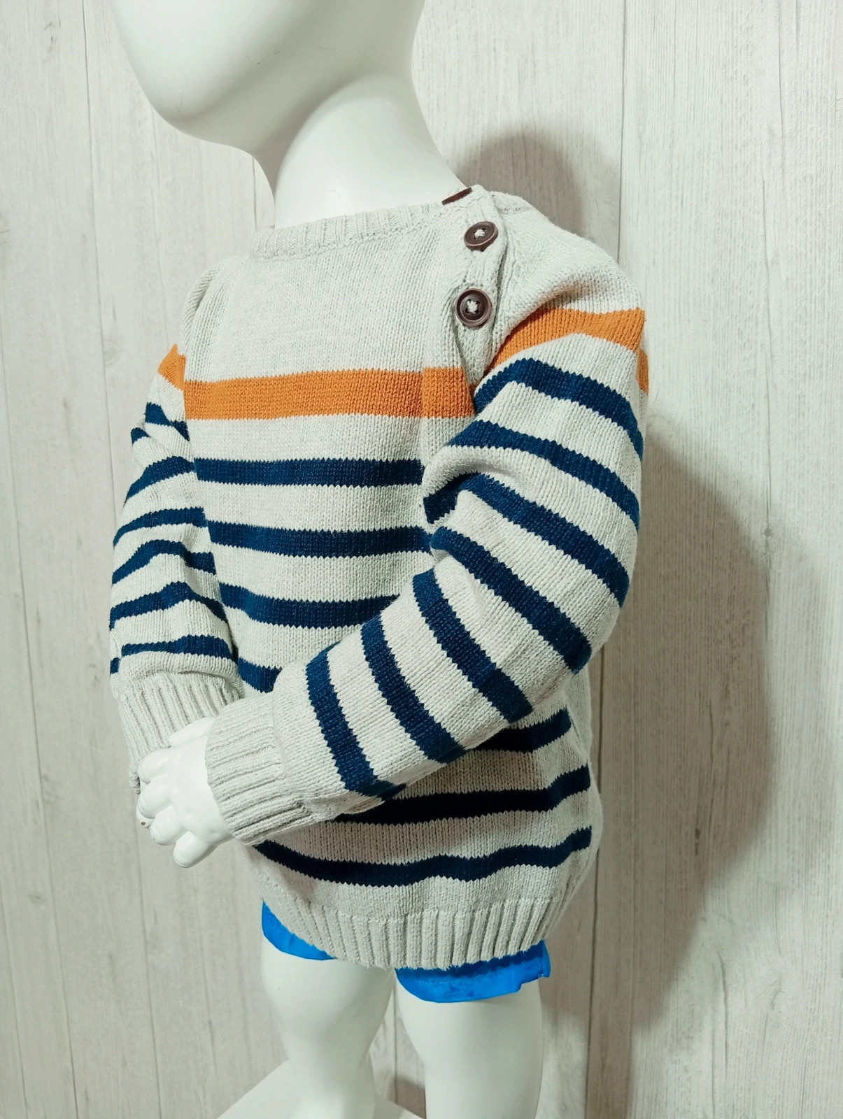 Pull a manches longues garçon - taille 18 mois (86 cm) - inextenso-couleur gris marine et moutarde – In Extenso – taille 18-24 mois / 86 cm 3