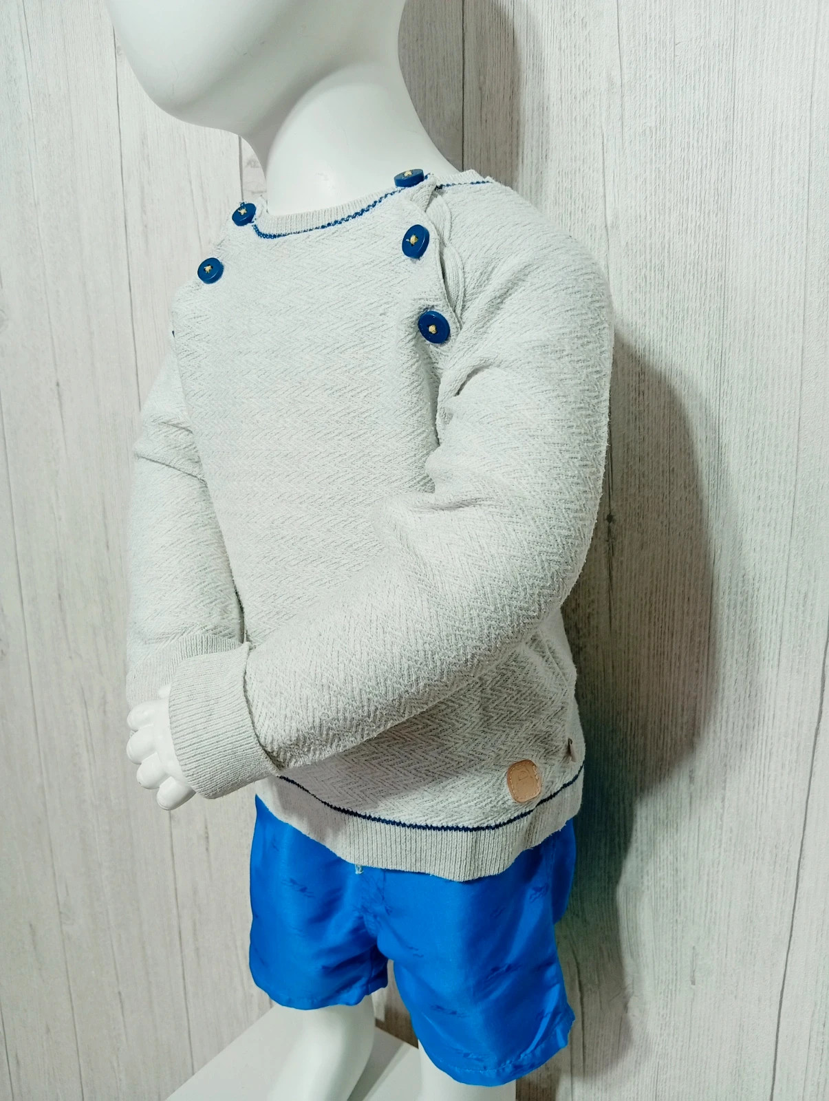 Pull a manche longue garçon - taille 18 mois (80 cm) - obaibi - couleur gris et marine – Obaïbi – taille 18-24 mois / 86 cm 3