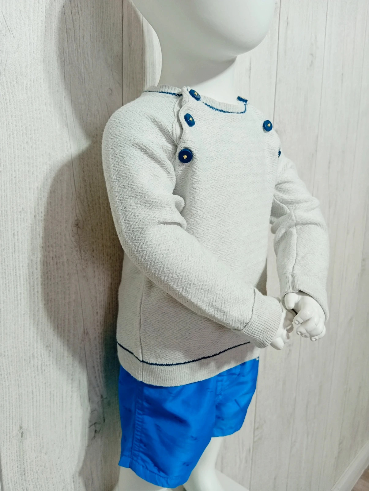 Pull a manche longue garçon - taille 18 mois (80 cm) - obaibi - couleur gris et marine – Obaïbi – taille 18-24 mois / 86 cm 2