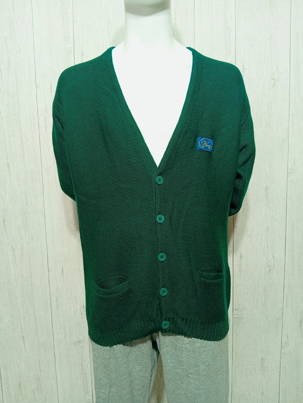 Cardigan vintage homme - taille L/40 ( taille 3) - Burton - couleur vert fonce