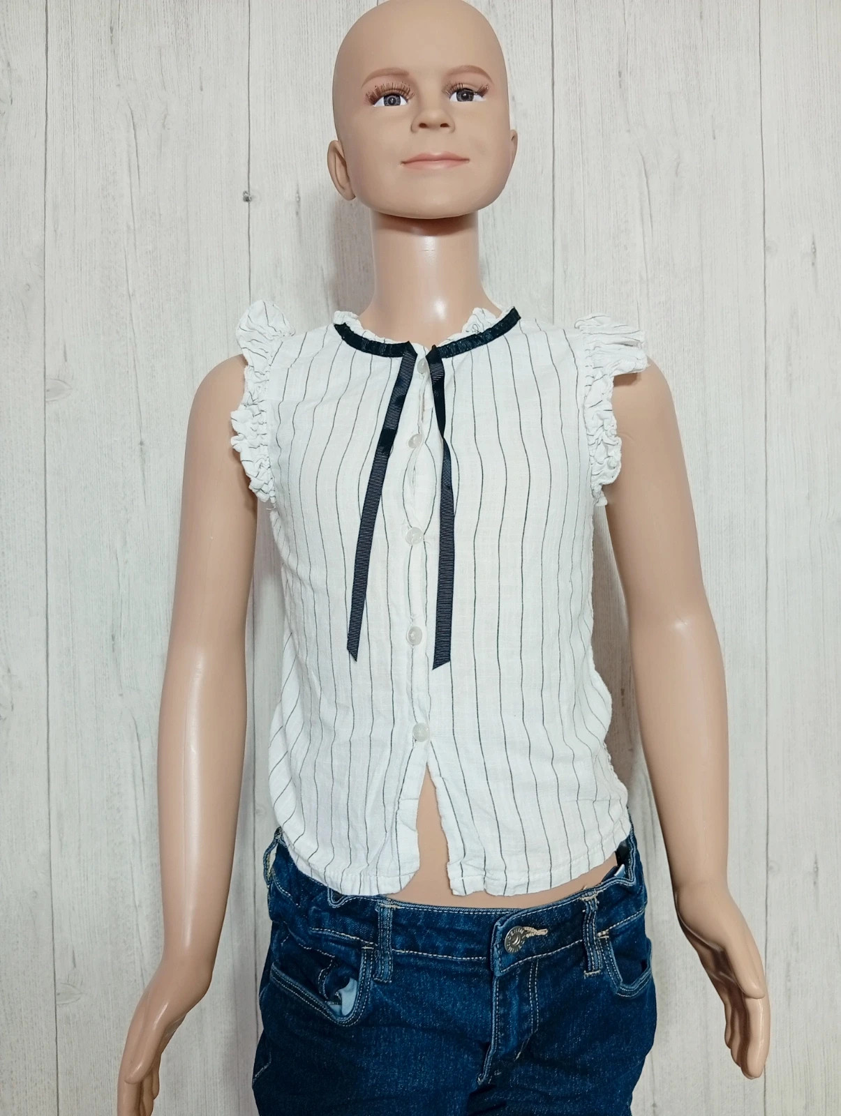 Chemisier sans manche fille - taille 10 ans (140 cm) - vogue fashion - couleur blanc et noir – Vogue Fashion – taille 10 ans / 140 cm