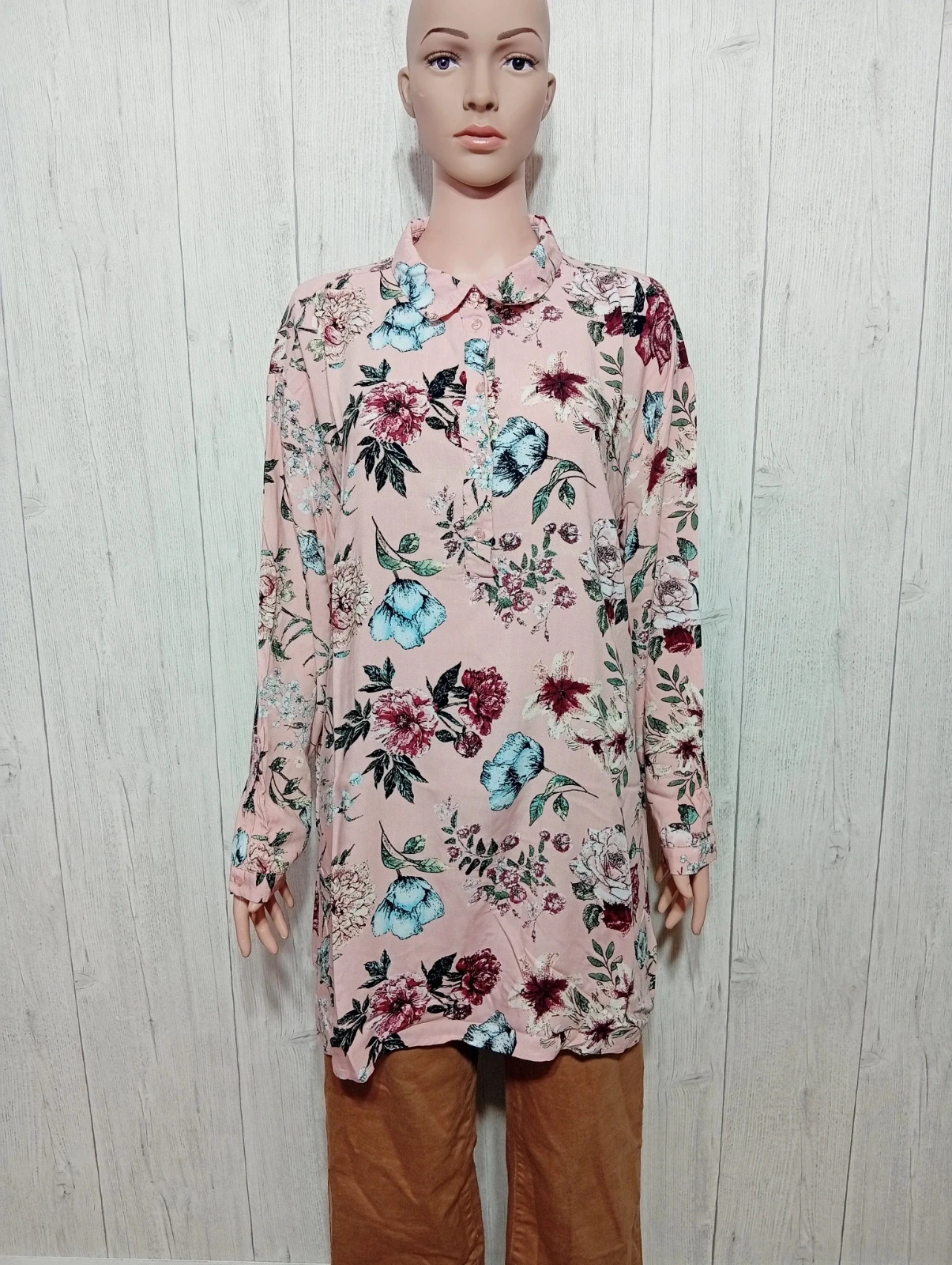 Blouse a fleurs femme - taille 4XL/48 - Jean pascale - couleur rose multicolore