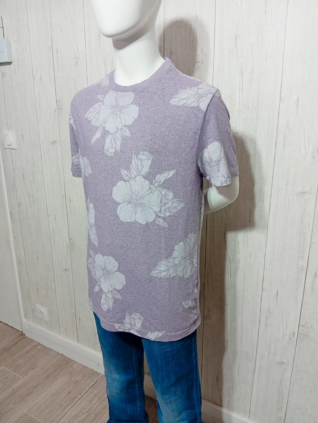 T-shirt manche courte homme - taille XL/42 - primark - couleur lila bla'c – Primark – taille XL 5