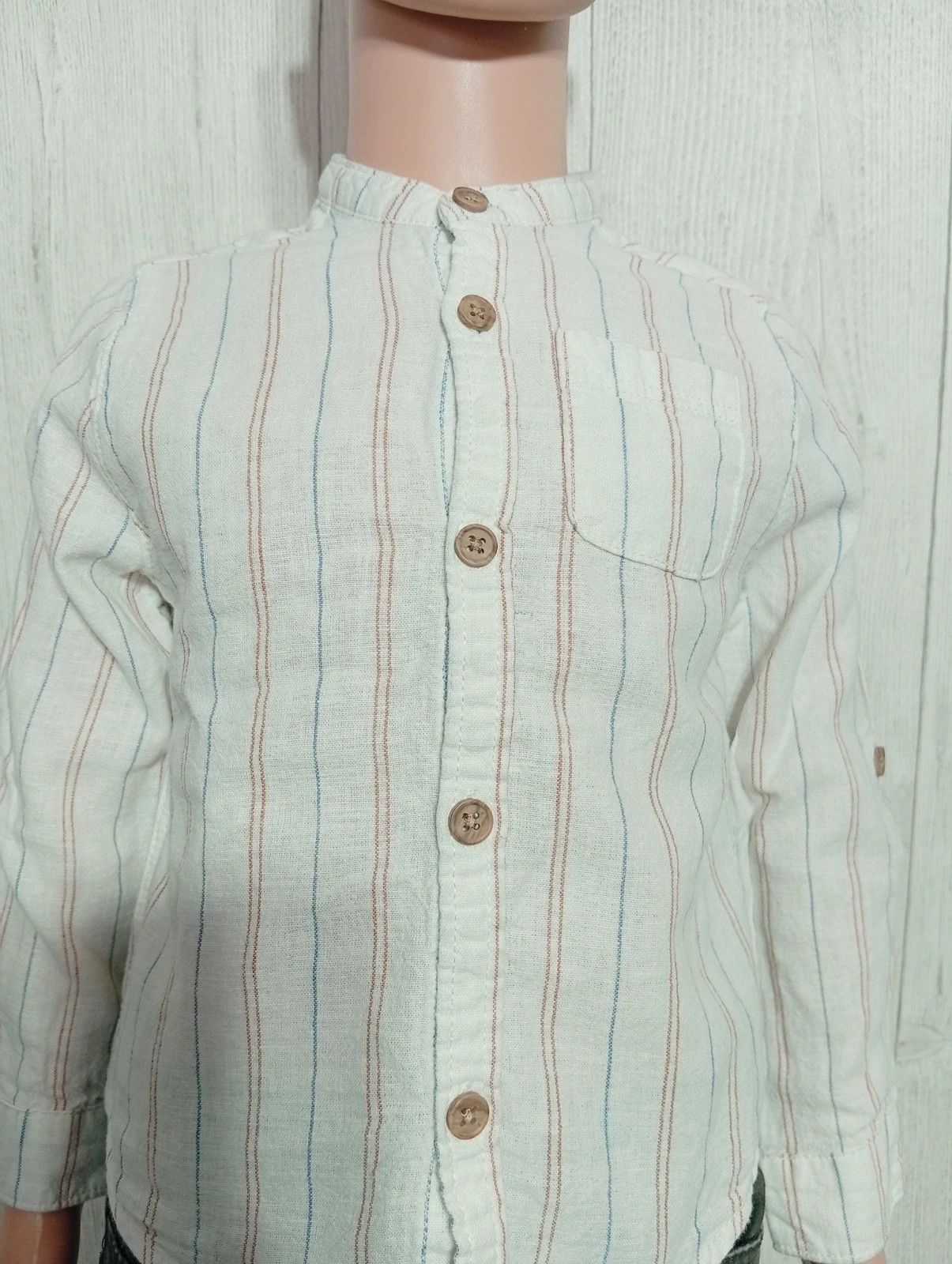 Chemise manche longue garçon - taille 3 ans (90/97 cm) - Kiabi - couleur creme bleu marron – Kiabi – taille 3 ans / 98 cm 2
