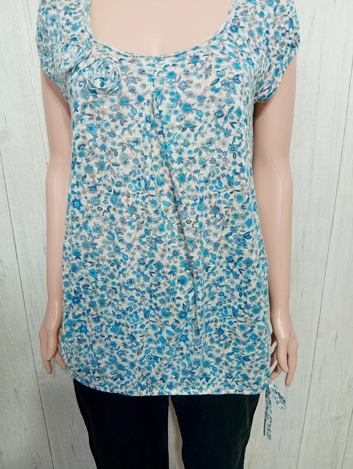 Blouse femme - taille XL/42 - camaïeu - couleur blanc bleu – Camaïeu – taille XL / 42 / 14 3