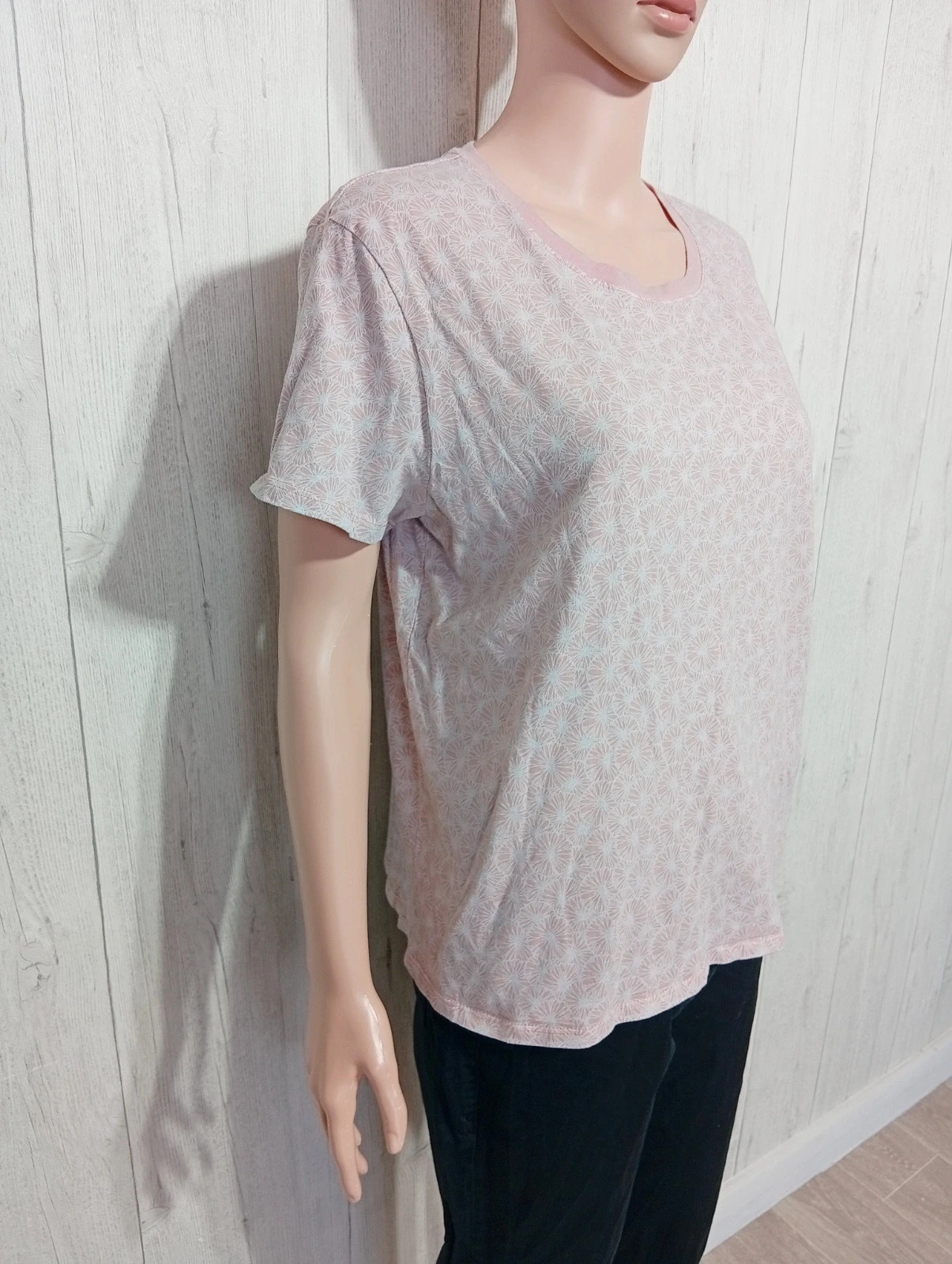 T-shirt manche courte a motif femme - taille XL/42 - Tex - couleur rose et blanc – TEX – taille XL / 42 / 14 4