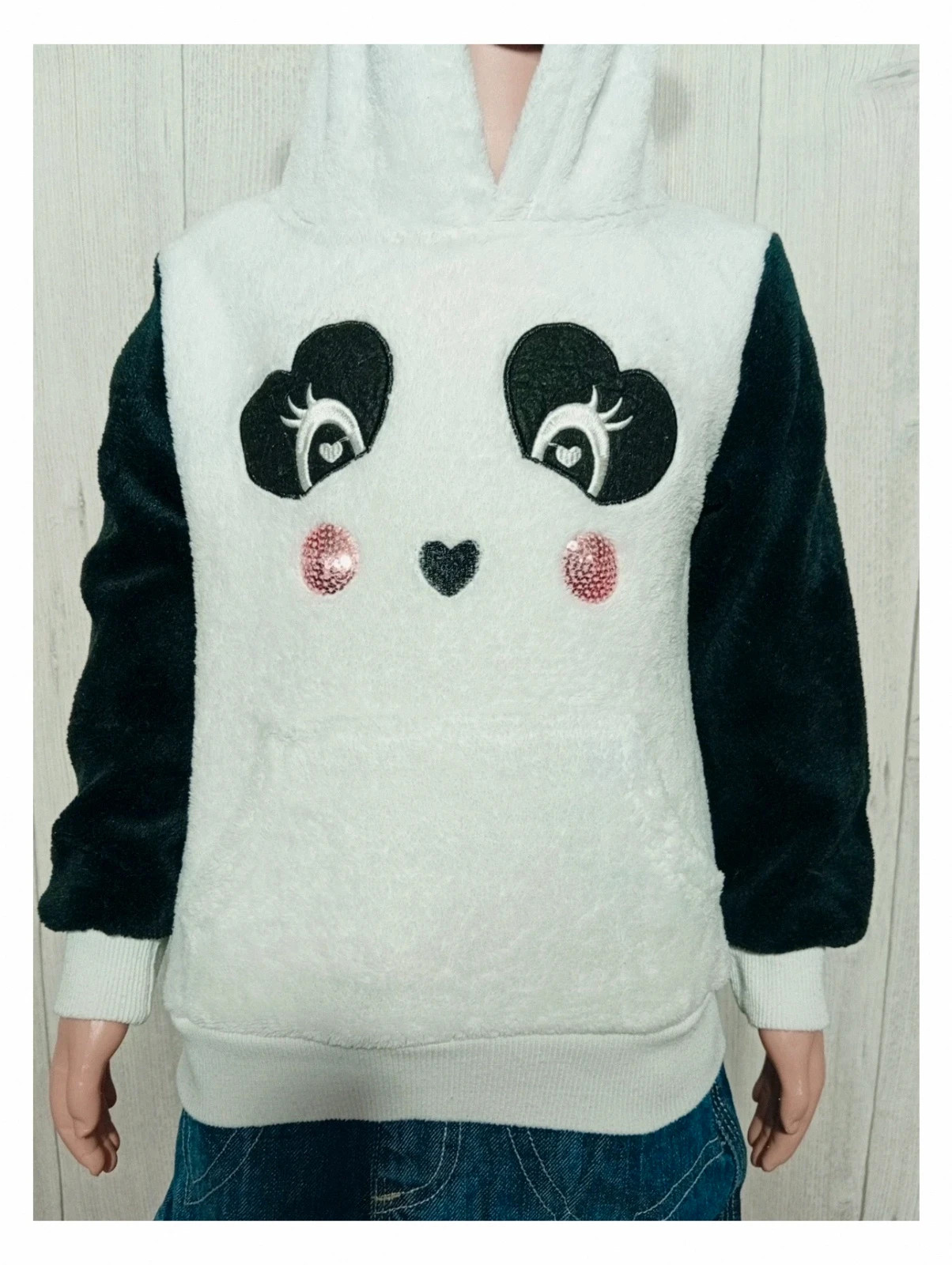 Pull fille a capuche - couleur noir blanc - taille 4 ans - smile girl – Smile Girl – taille 4 ans / 104 cm 3