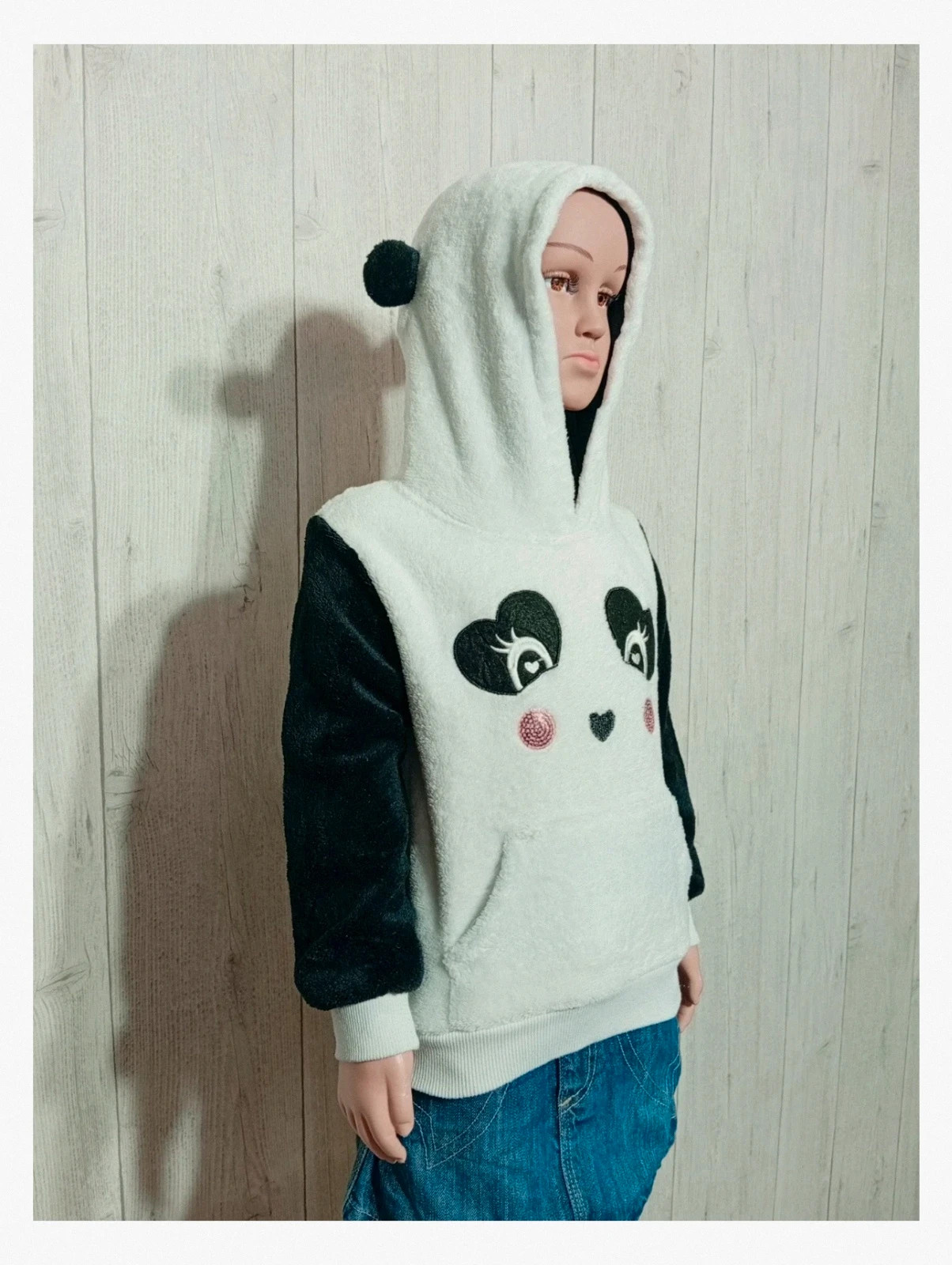 Pull fille a capuche - couleur noir blanc - taille 4 ans - smile girl – Smile Girl – taille 4 ans / 104 cm 4