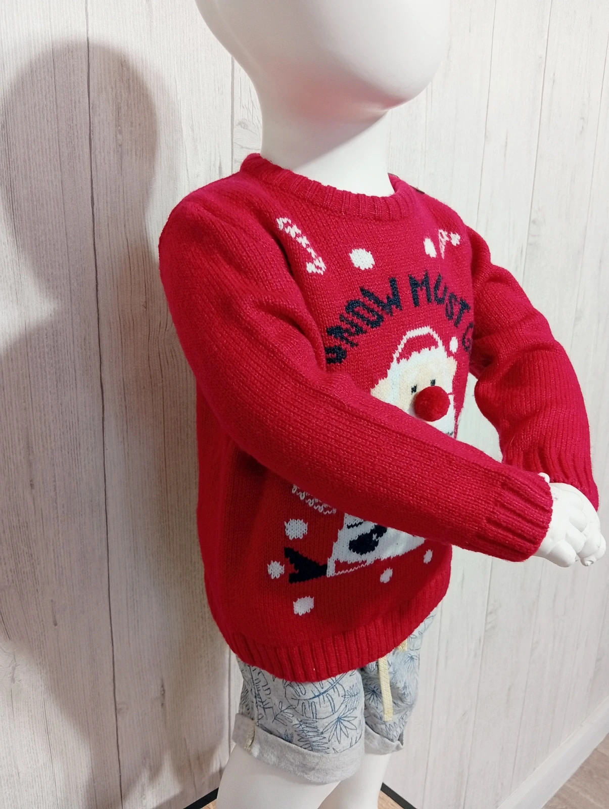 Pull de noel garçon - taille 18 mois (80 cm) - inextenso- couleur rouge blanc noir – In Extenso – taille 12-18 mois / 80 cm 2