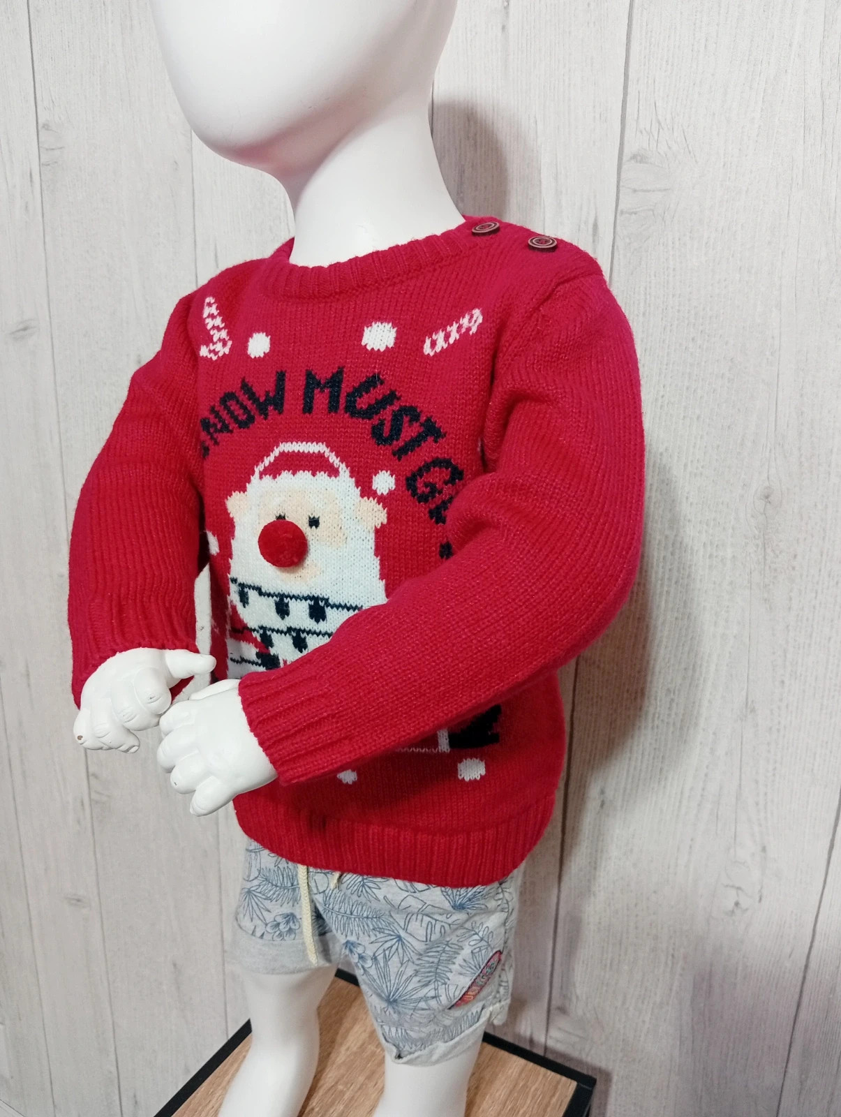Pull de noel garçon - taille 18 mois (80 cm) - inextenso- couleur rouge blanc noir – In Extenso – taille 12-18 mois / 80 cm 3