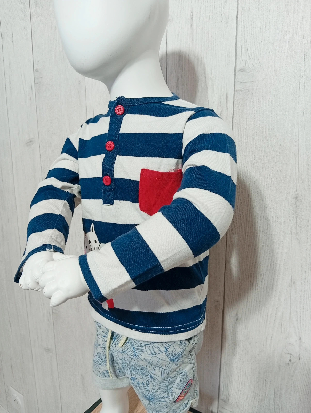 T-shirt manche longue garçon - taille 18 mois - sans marque - couleur marine et blanc – taille 12-18 mois / 80 cm 4