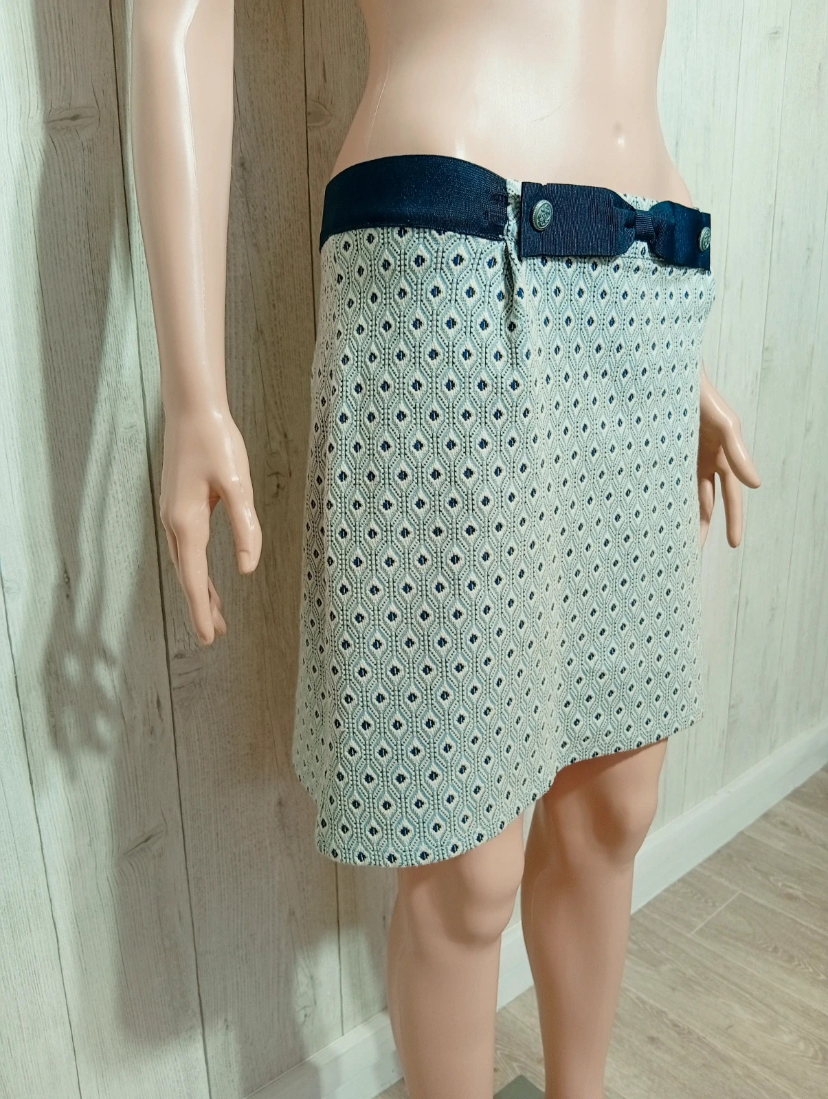 Jupe femme - taille XL/42 - Naf Naf - couleur marine bleu clair et blanc – Naf Naf – taille XL / 42 / 14 2