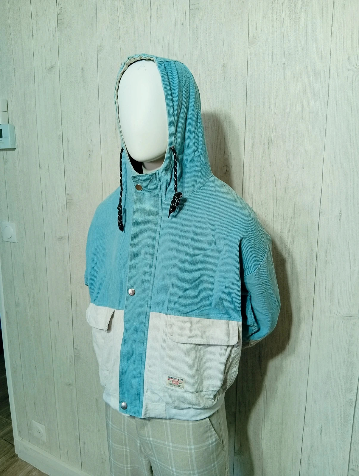 Manteau garcon- taille M/16 ans -Zaful - couleur bleu clair et blanc – Zaful – taille M 5