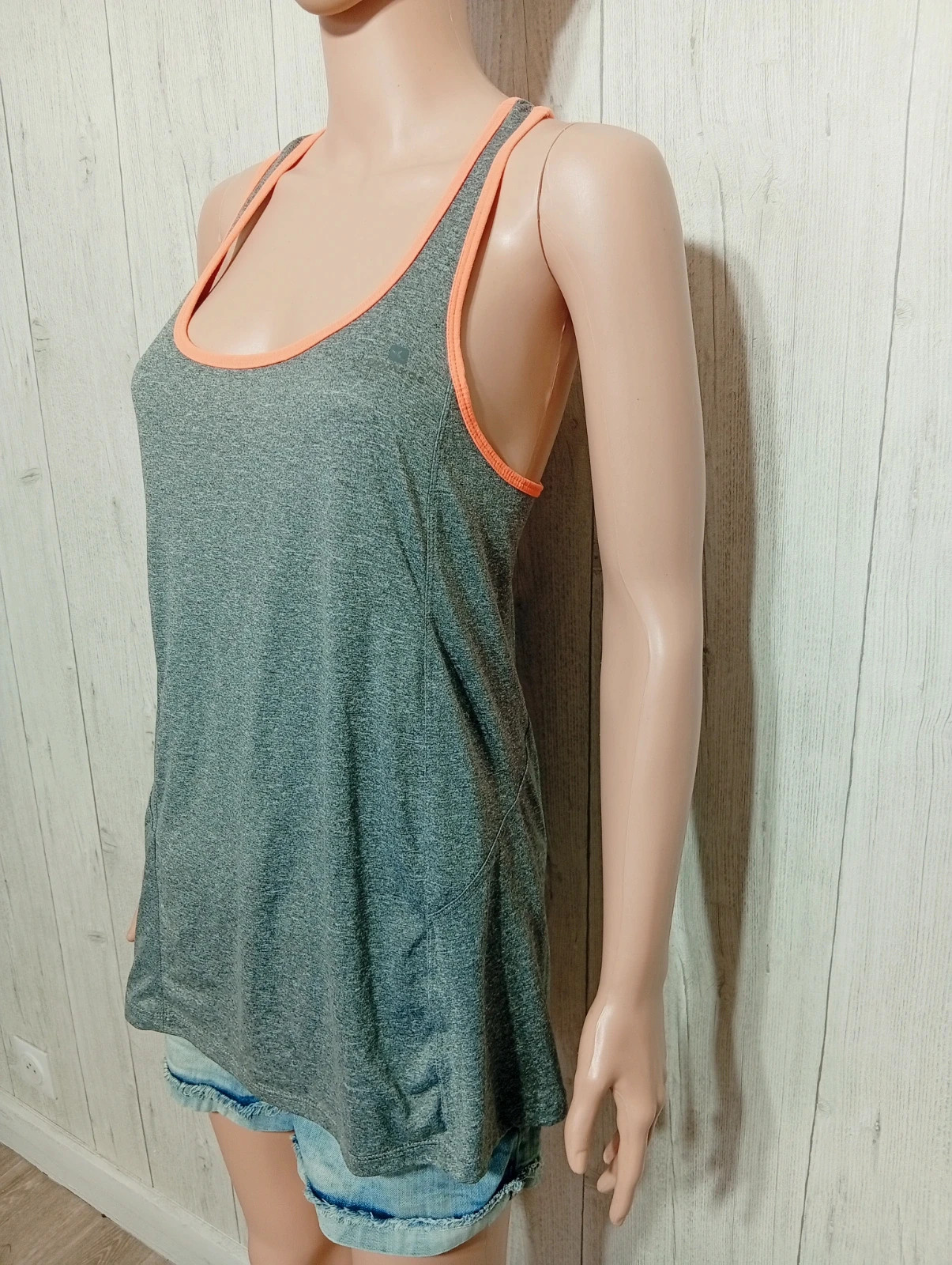 Débardeur femme - taille XL/42 - oxylane - couleur gris et orange – Oxylane – taille XL / 42 / 14 5