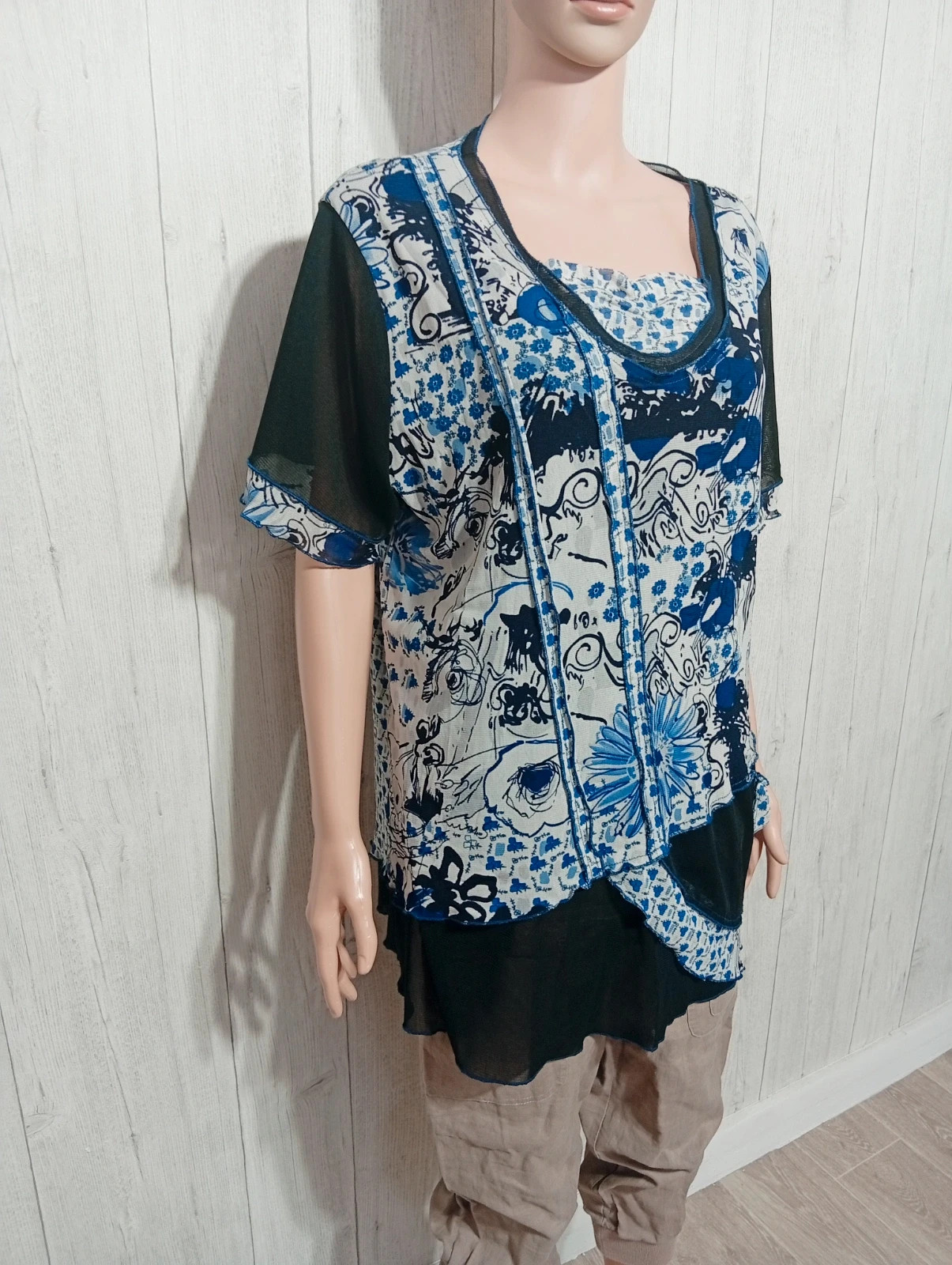 Blouse femme - taille XXL/44 - purplerose - couleur marine et noir – Purplerose – taille XXL / 44 / 16 4