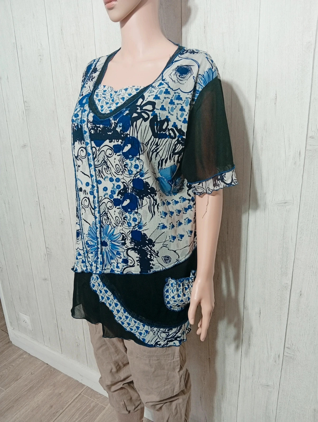 Blouse femme - taille XXL/44 - purplerose - couleur marine et noir – Purplerose – taille XXL / 44 / 16 5