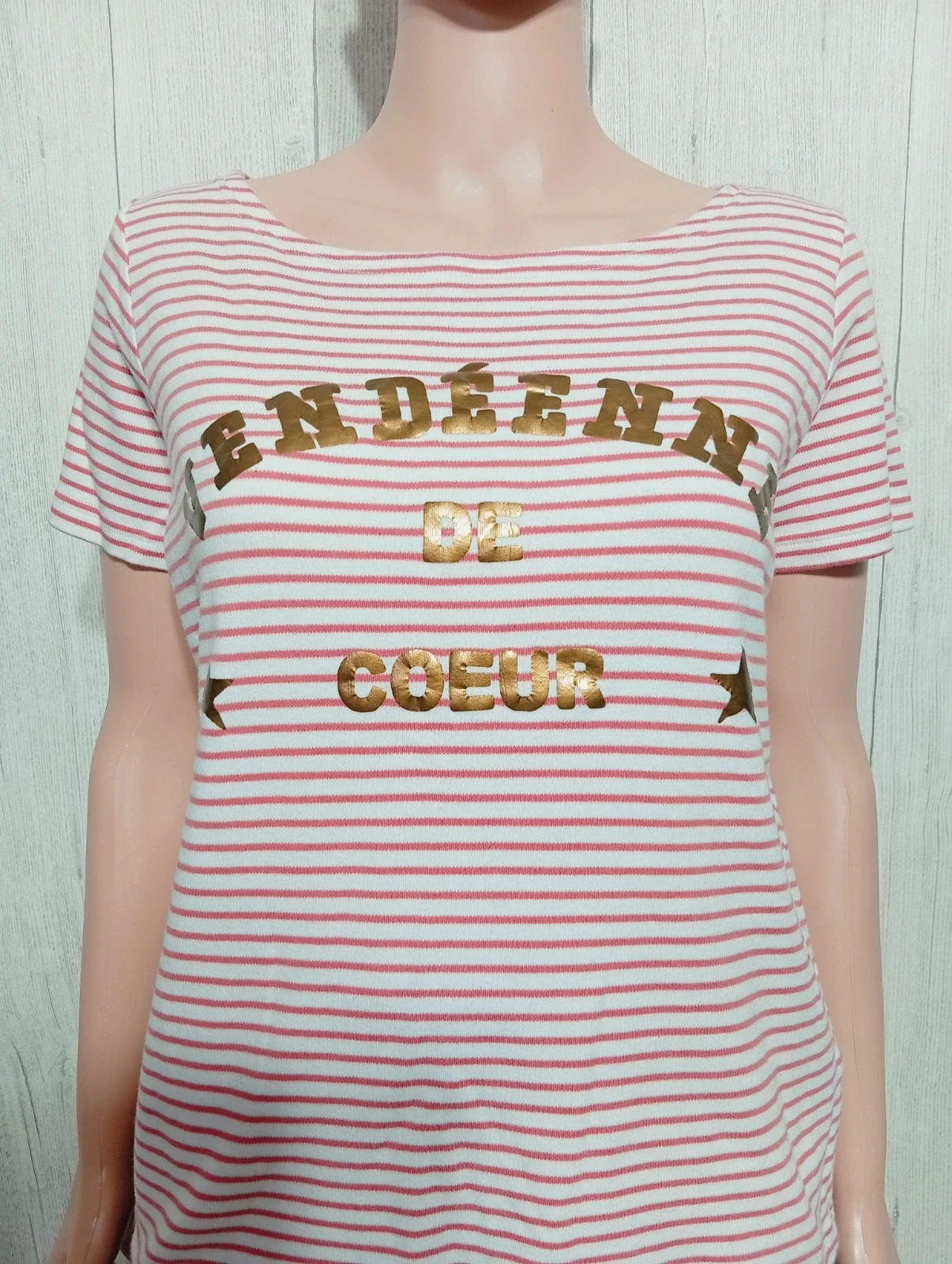T-shirt manche courte femme - taille XL/42 - La mouette - couleur corail et blanc – La mouette – taille XL / 42 / 14 2