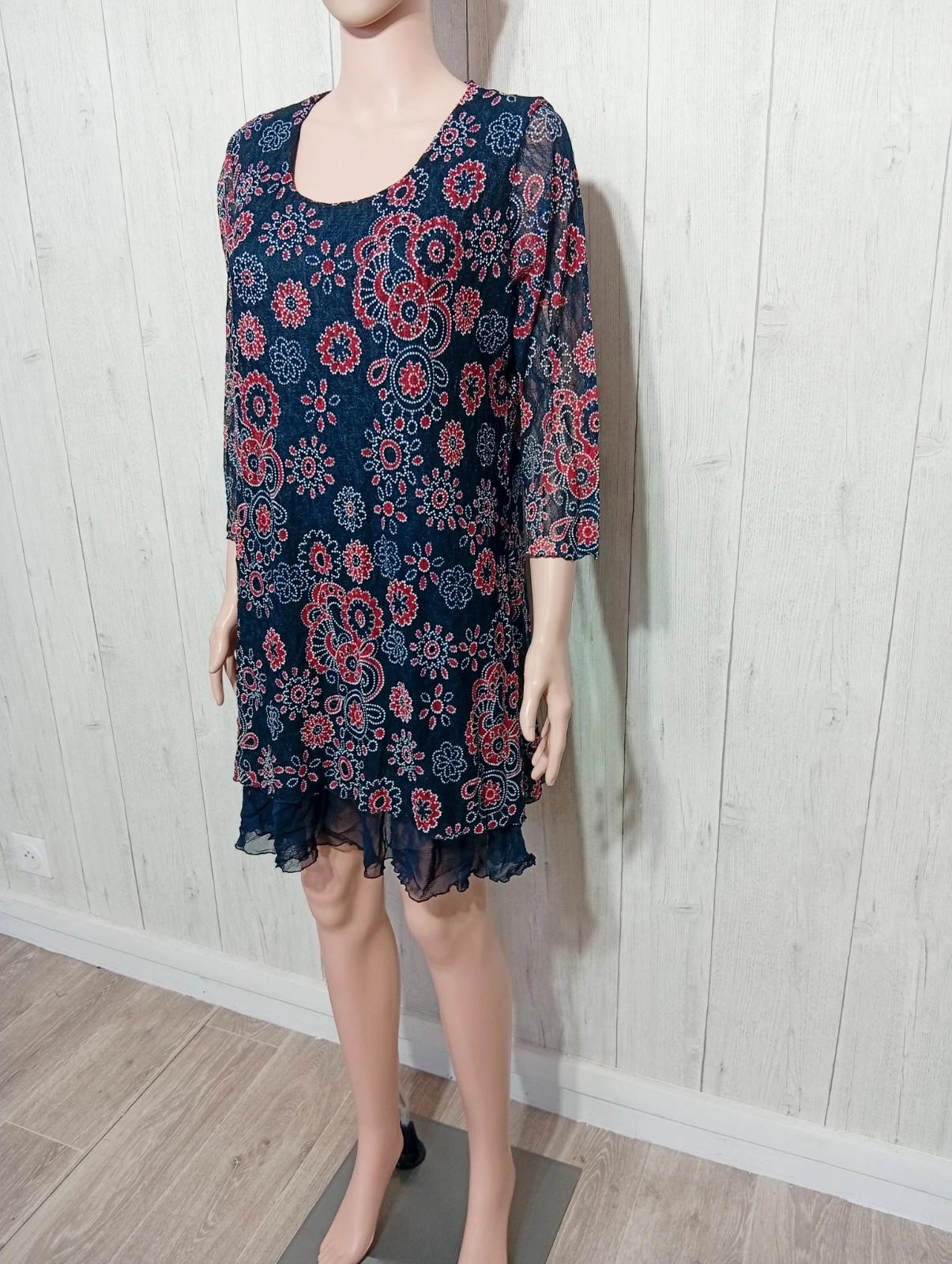 Robe femme - taille S/36 - paprika - couleur marine blanc rouge – paprika – taille S / 36 / 8 5