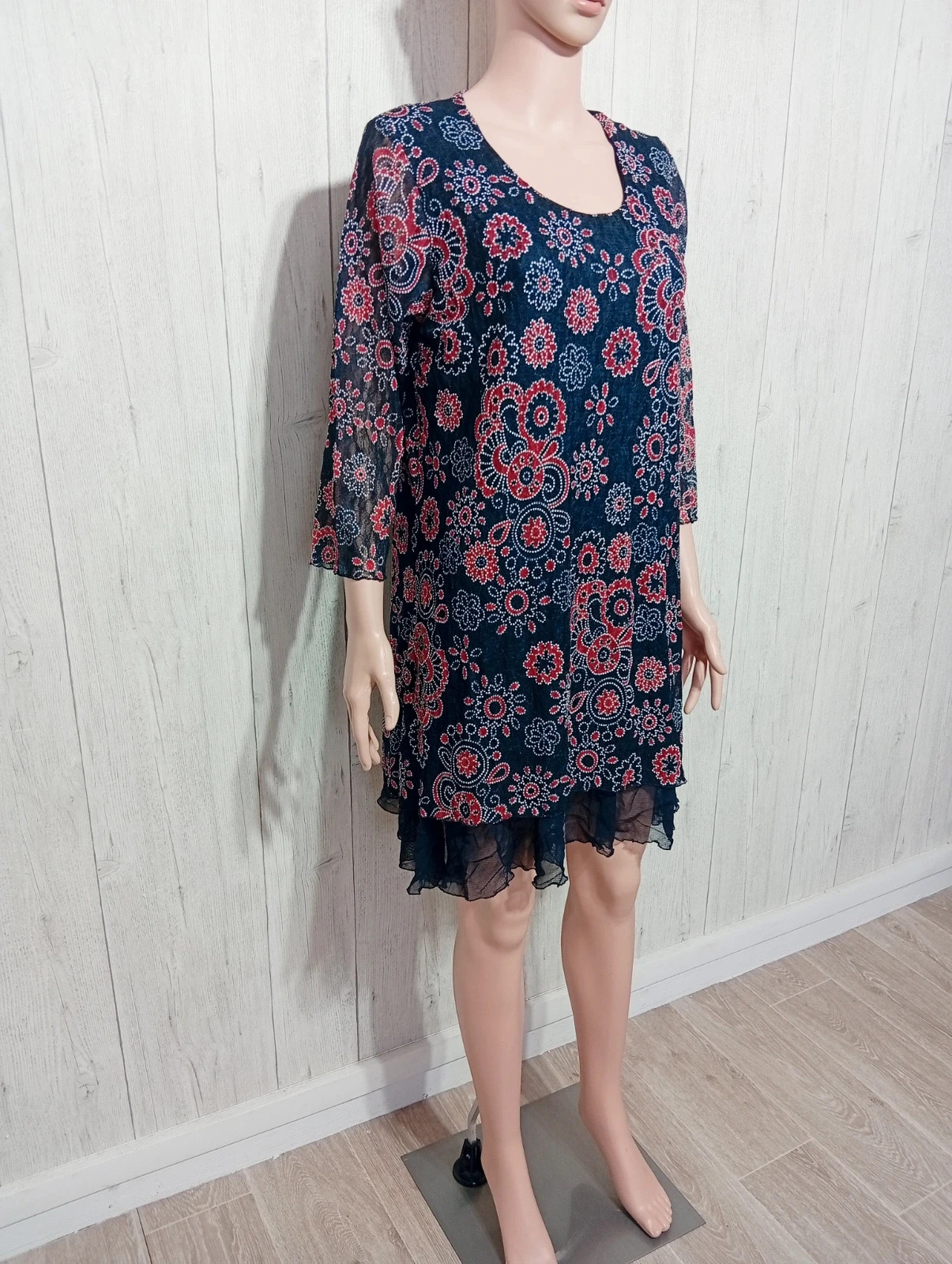 Robe femme - taille S/36 - paprika - couleur marine blanc rouge – paprika – taille S / 36 / 8 4