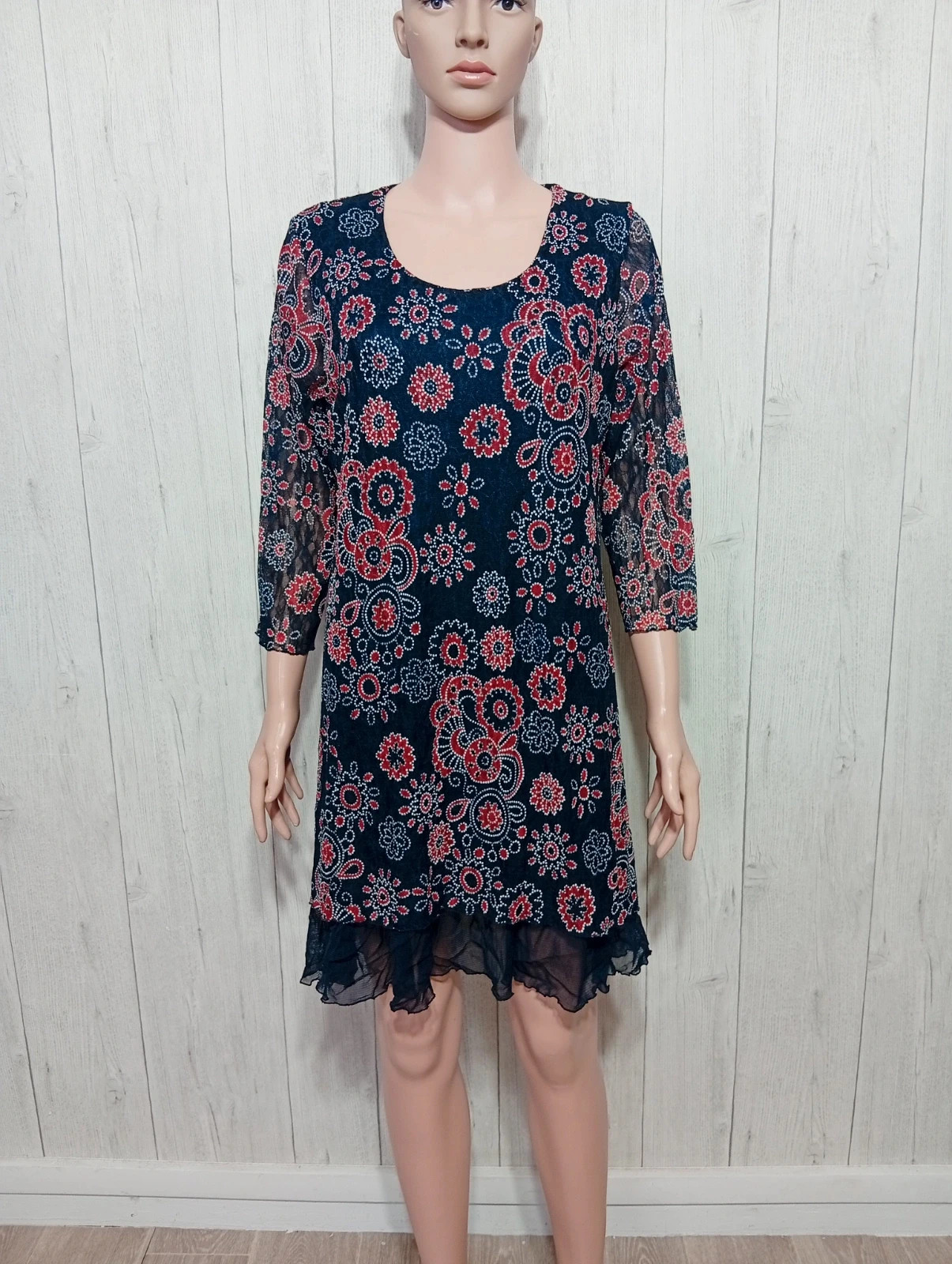 Robe femme - taille S/36 - paprika - couleur marine blanc rouge