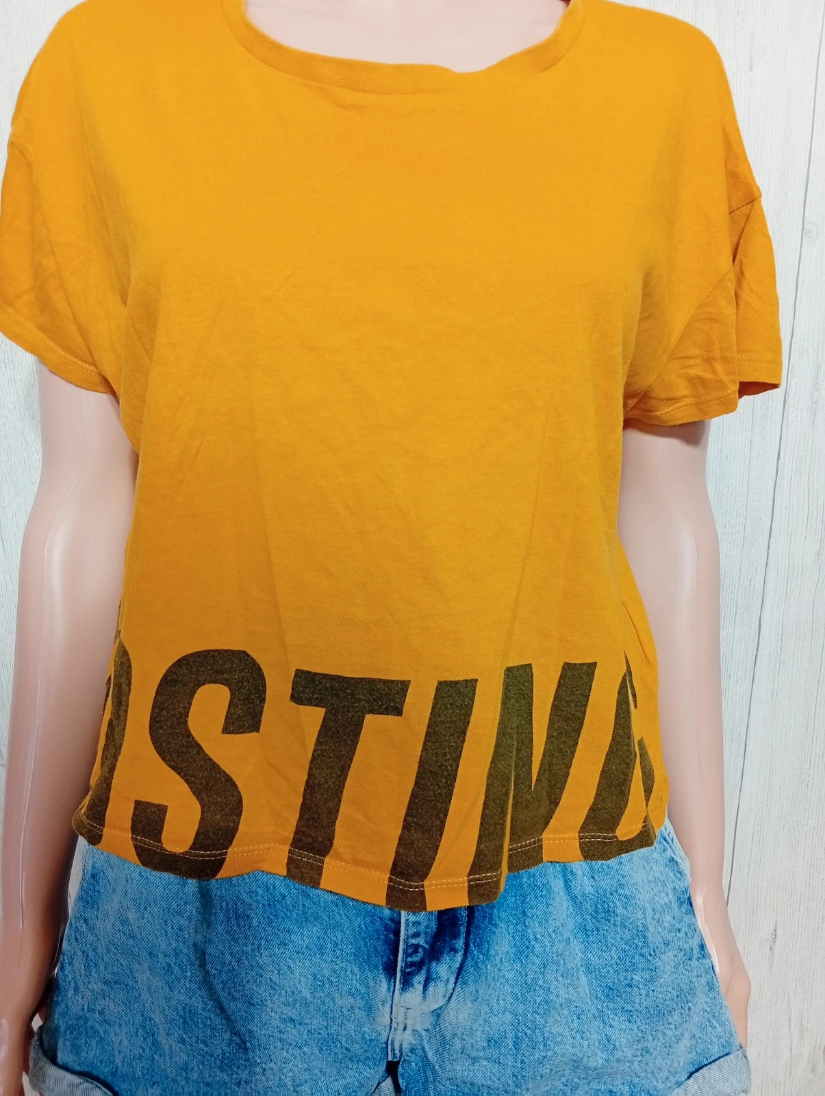 T-shirt manche courte femme - taille XL/42 - Jennyfer - couleur moutarde et noir – Jennyfer – taille XL / 42 / 14 3