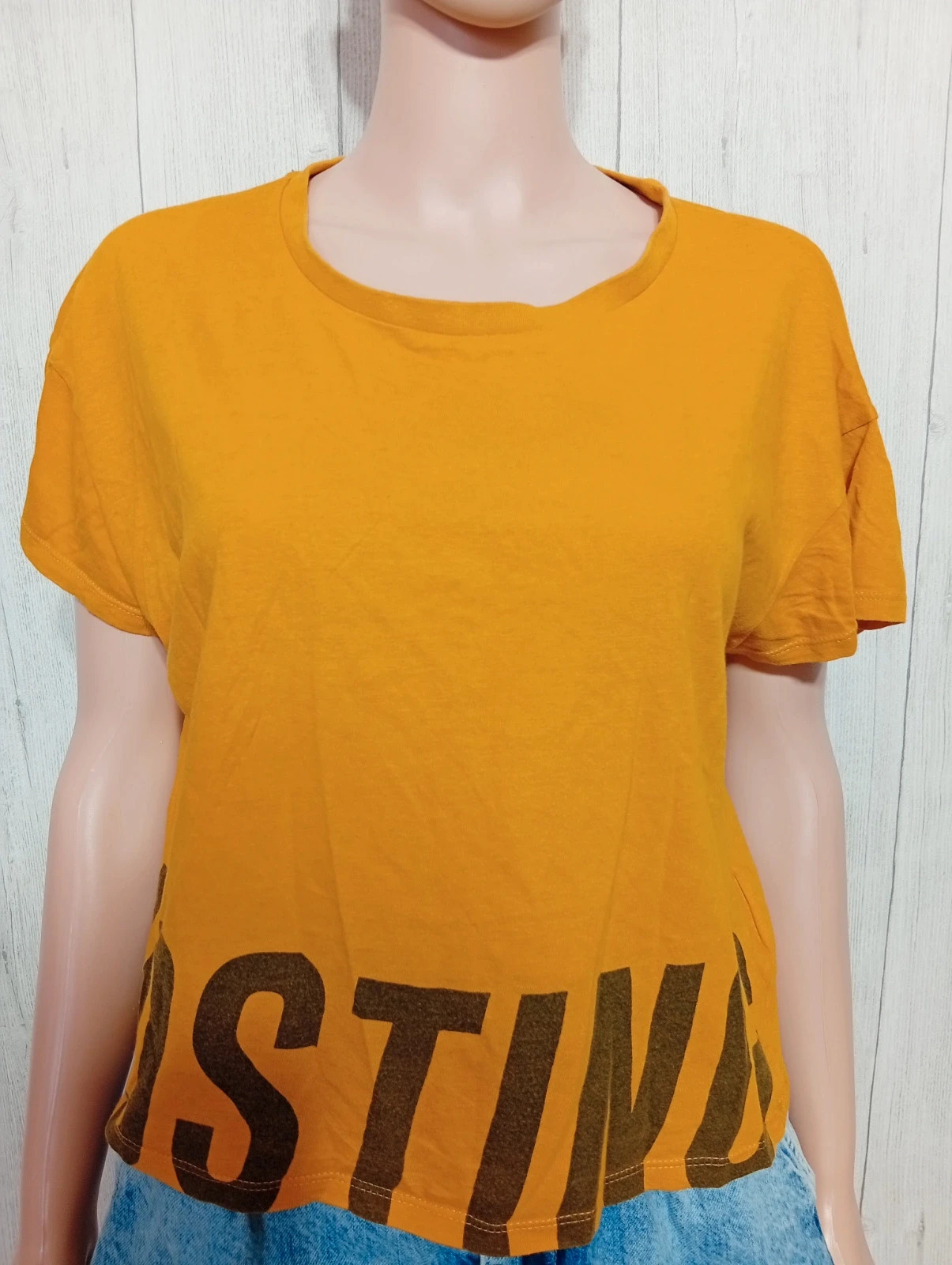 T-shirt manche courte femme - taille XL/42 - Jennyfer - couleur moutarde et noir – Jennyfer – taille XL / 42 / 14 2