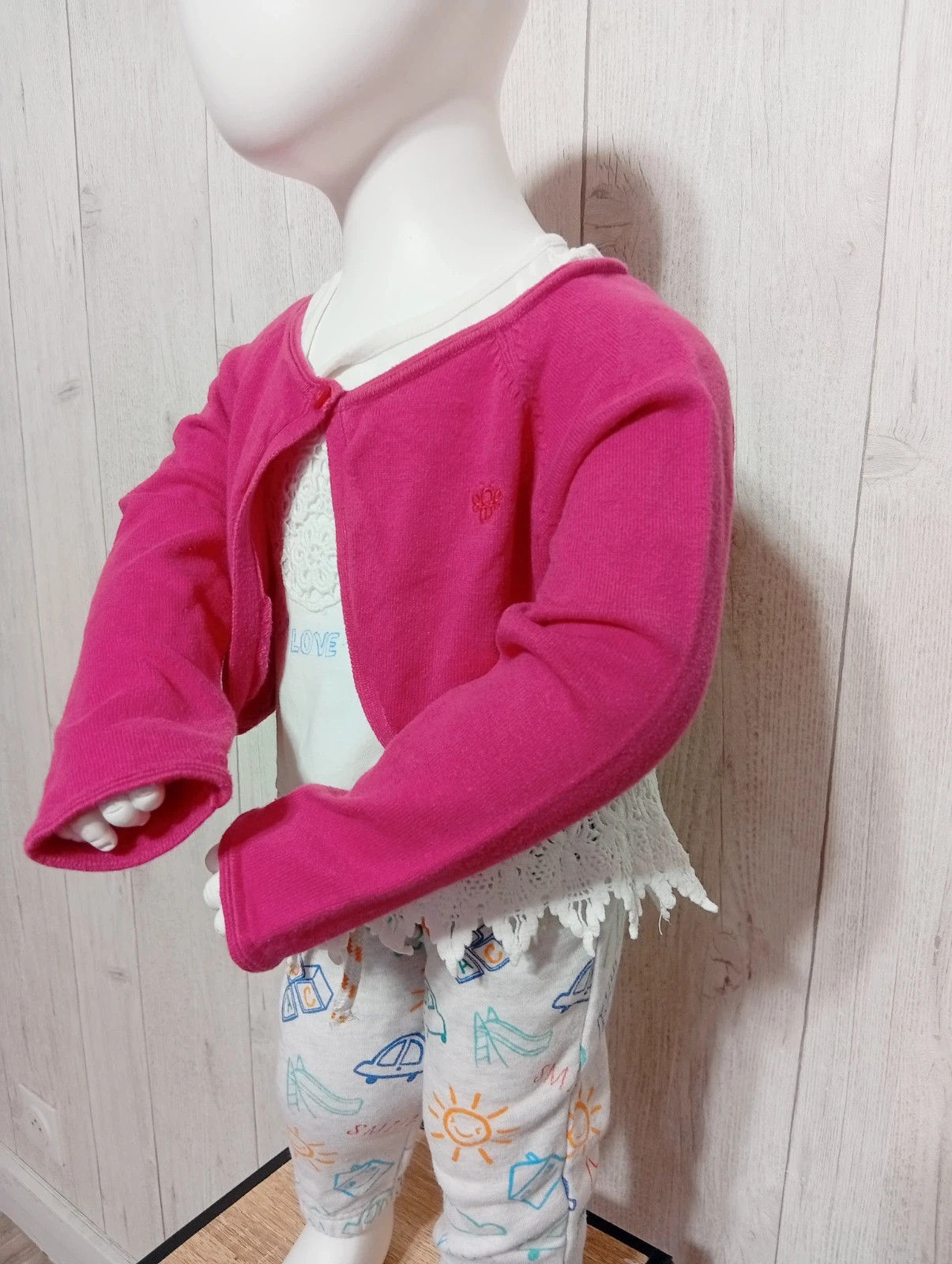 Boléro fille - taille 2ans (86 cm) - obaibi - couleur fushia – Obaïbi – taille 18-24 mois / 86 cm 3