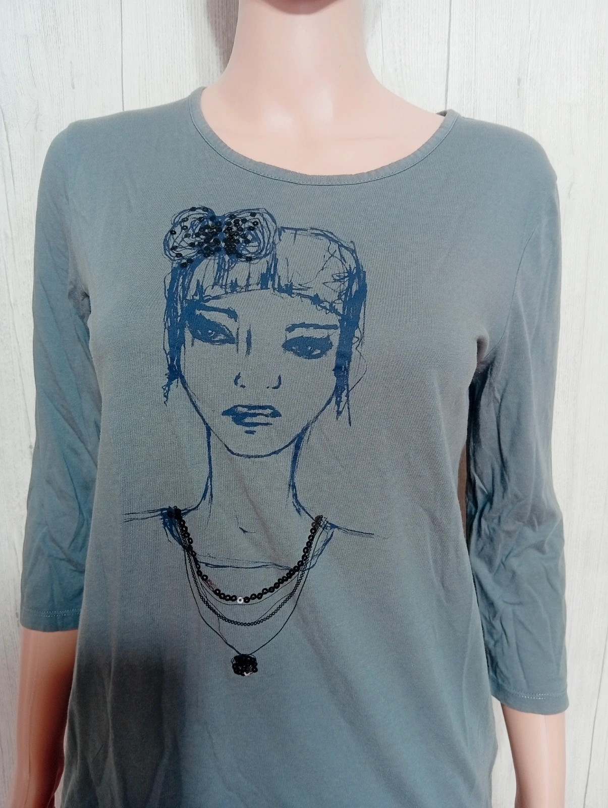 T-shirt manche longue femme- taille XL/42 - Caroll - couleur gris et noir – Caroll – taille XL / 42 / 14 2