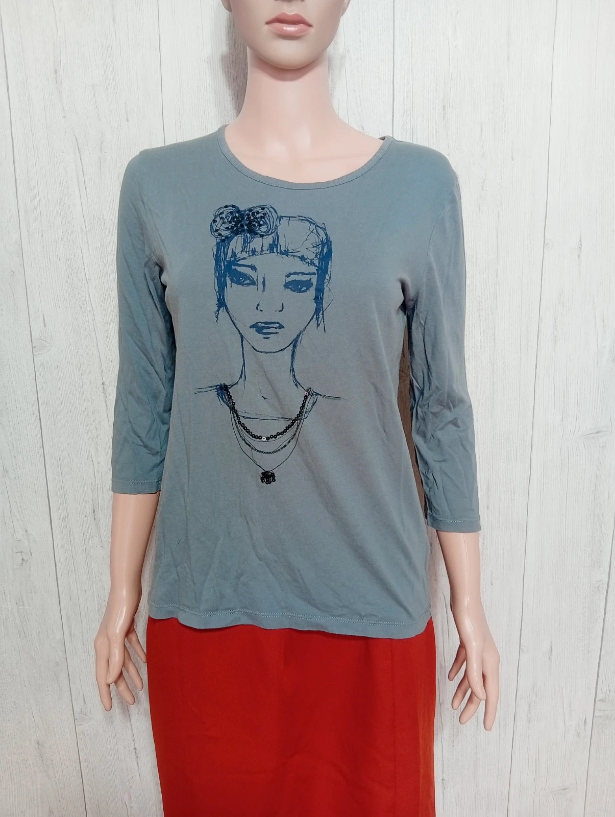 T-shirt manche longue femme- taille XL/42 - Caroll - couleur gris et noir