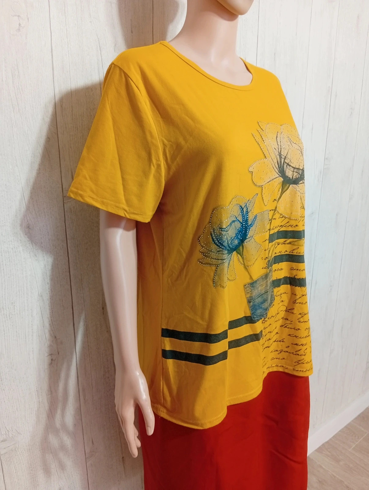 T-shirt manche courte femme - taille 42/44 - H&L - couleur moutarde noir – H&L – taille XL / 42 / 14 4