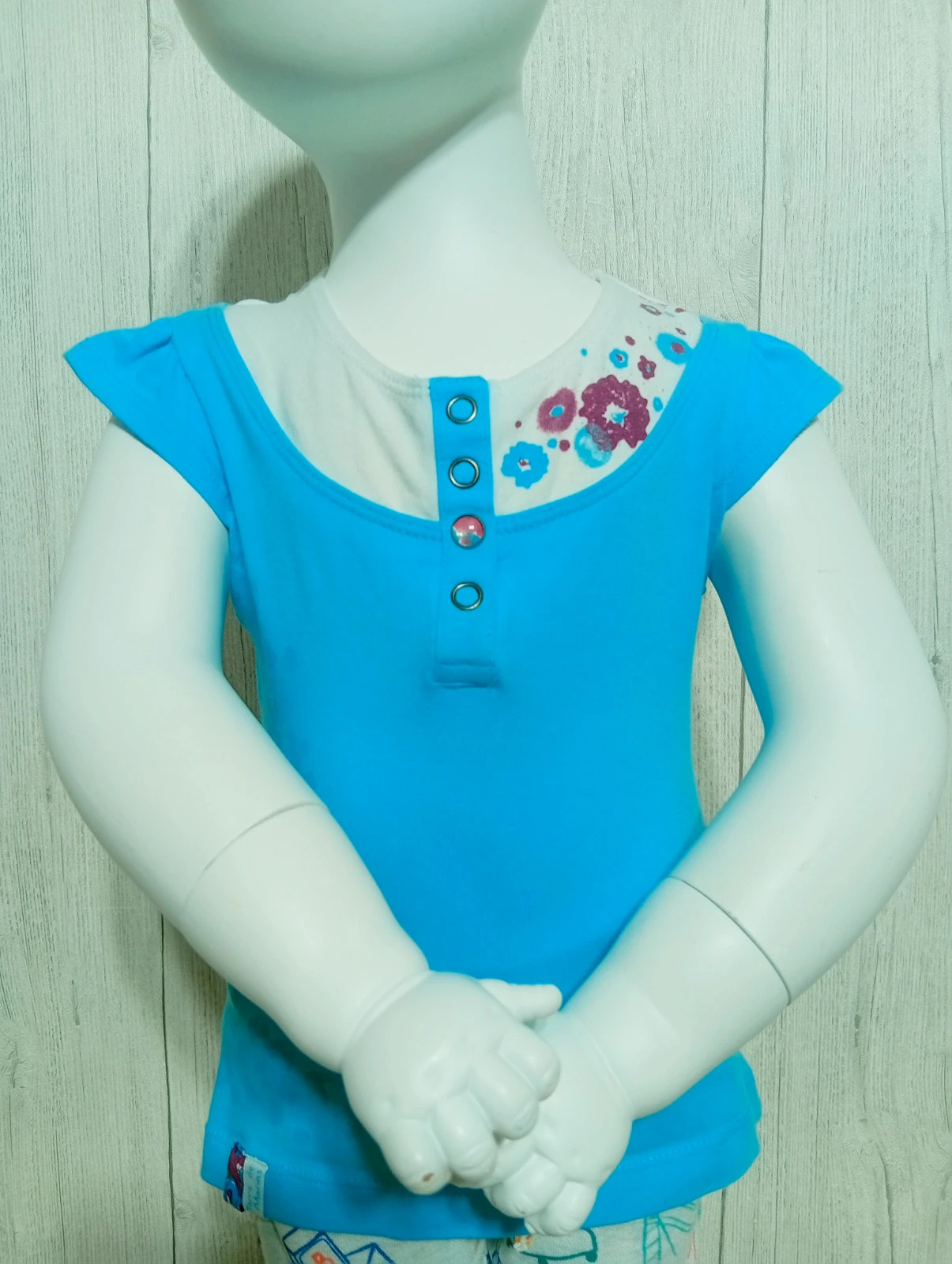 T-shirt manche courte fille - taille 2 ans - terre de marins- couleur turquoise blanc – Terre de Marins – taille 24-36 mois / 92 cm 2