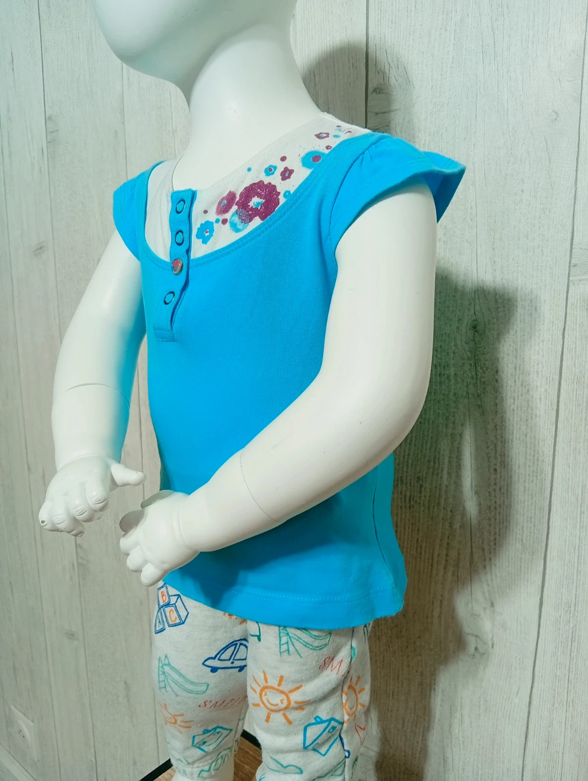 T-shirt manche courte fille - taille 2 ans - terre de marins- couleur turquoise blanc – Terre de Marins – taille 24-36 mois / 92 cm 5
