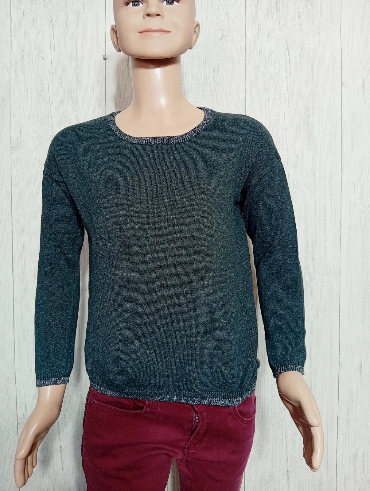 Pull manche longue fille - taille 8 ans (119/131 cm) - inextenso- couleur gris argenté – In Extenso – taille 8 ans / 128 cm
