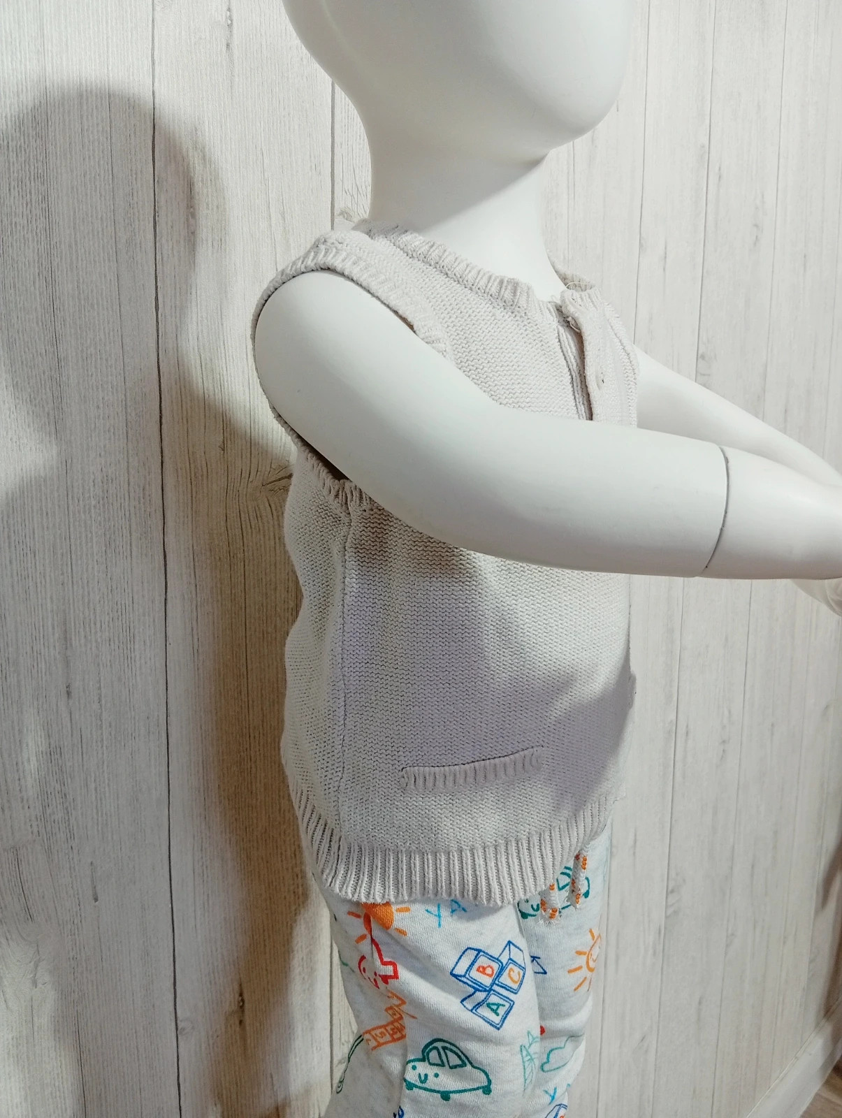Pull sans manche garcon - taille 9 mois (71 cm) - kitchoun - couleur creme – Kitchoun – taille 9-12 mois / 74 cm 2