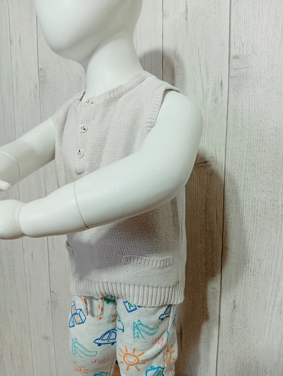 Pull sans manche garcon - taille 9 mois (71 cm) - kitchoun - couleur creme – Kitchoun – taille 9-12 mois / 74 cm 3