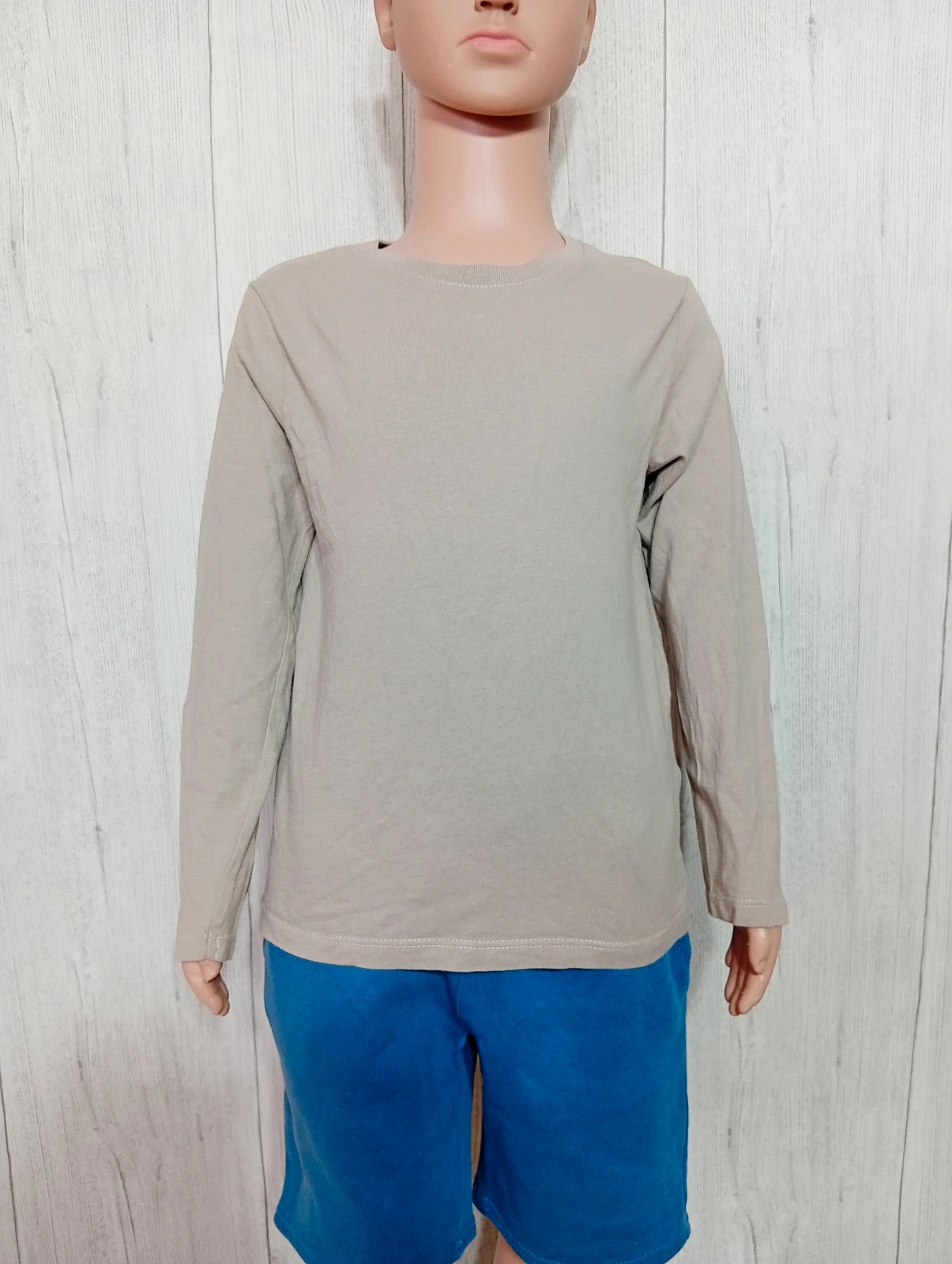 T-shirt manche longue garçon - taille 6 ans (116 cm) - la halle - couleur beige