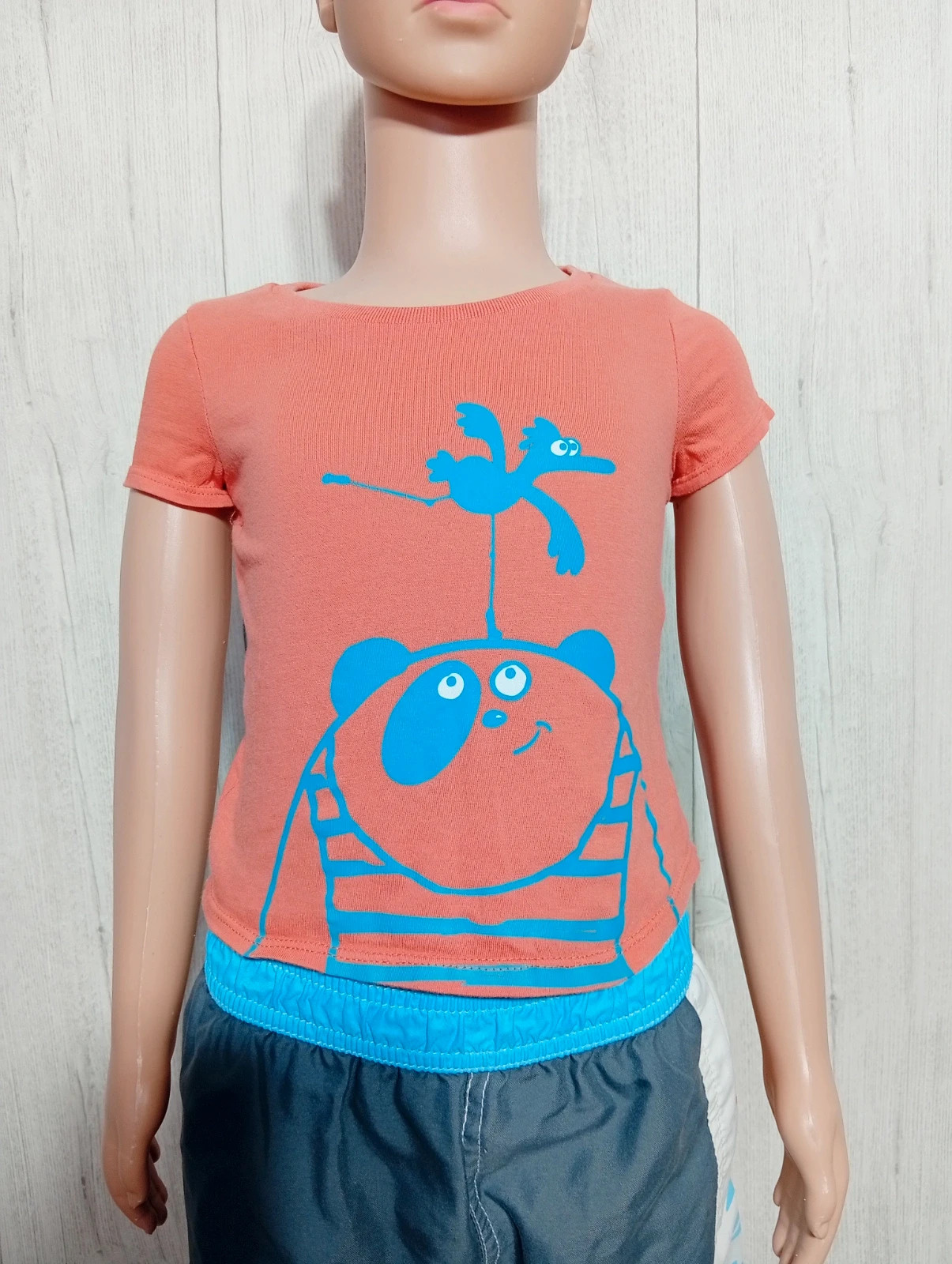 T-shirt manche courte fille - taille 2 ans (;82/88 cm- decathlon - couleur corail et vert