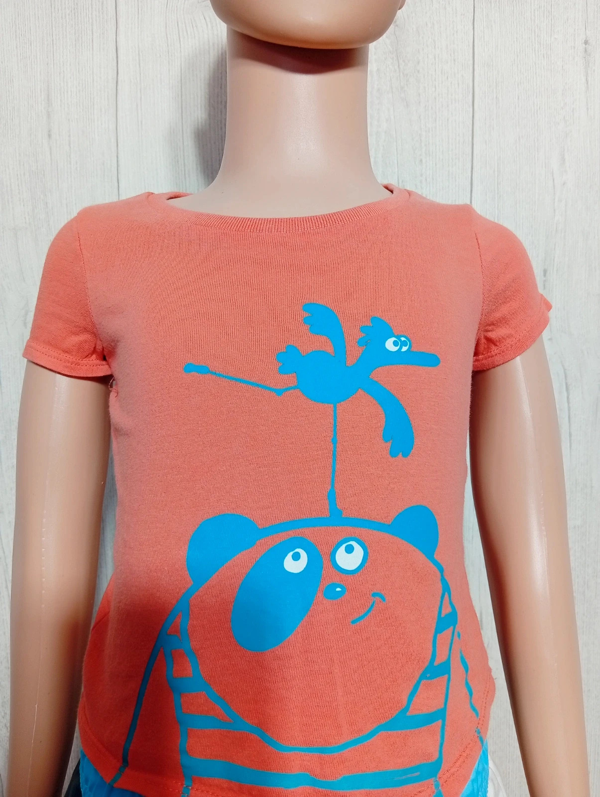 T-shirt manche courte fille - taille 2 ans (;82/88 cm- decathlon - couleur corail et vert – Decathlon – taille 18-24 mois / 86 cm 2