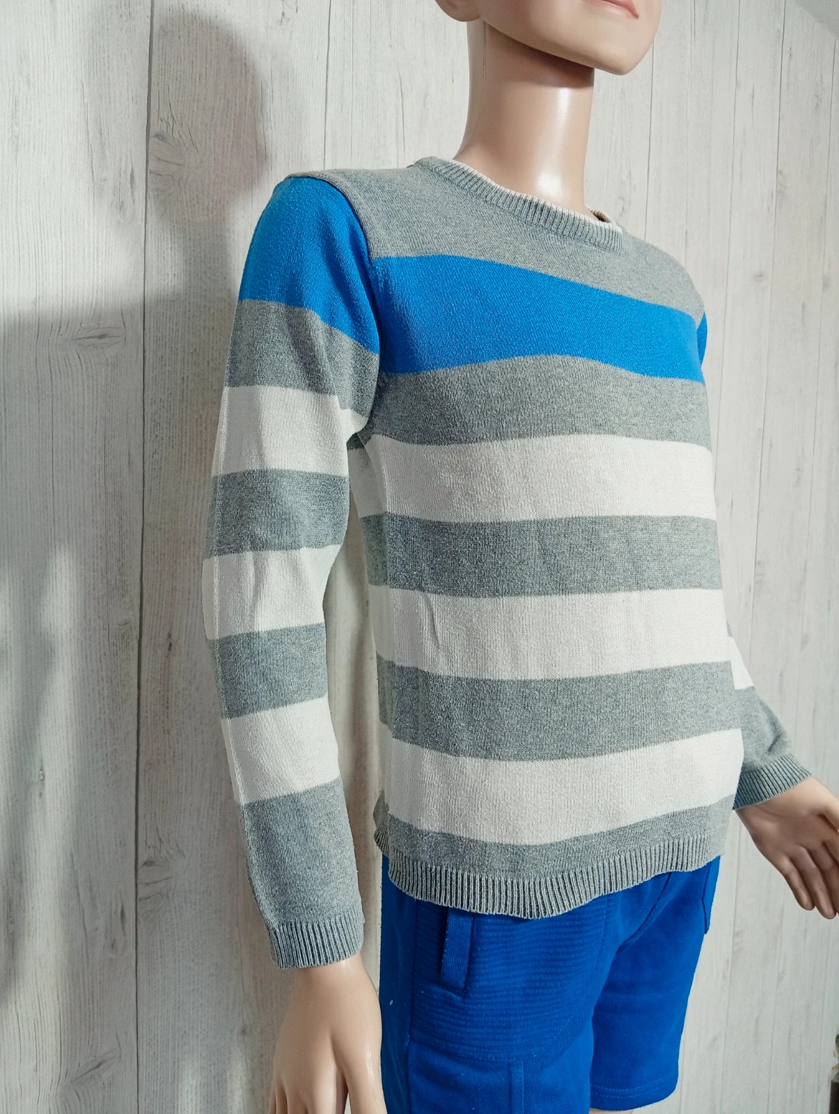 Pull garcon - taille 6 ans (113/119 cm) - inextenso-couleur blanc bleu et gris – In Extenso – taille 6 ans / 116 cm 4