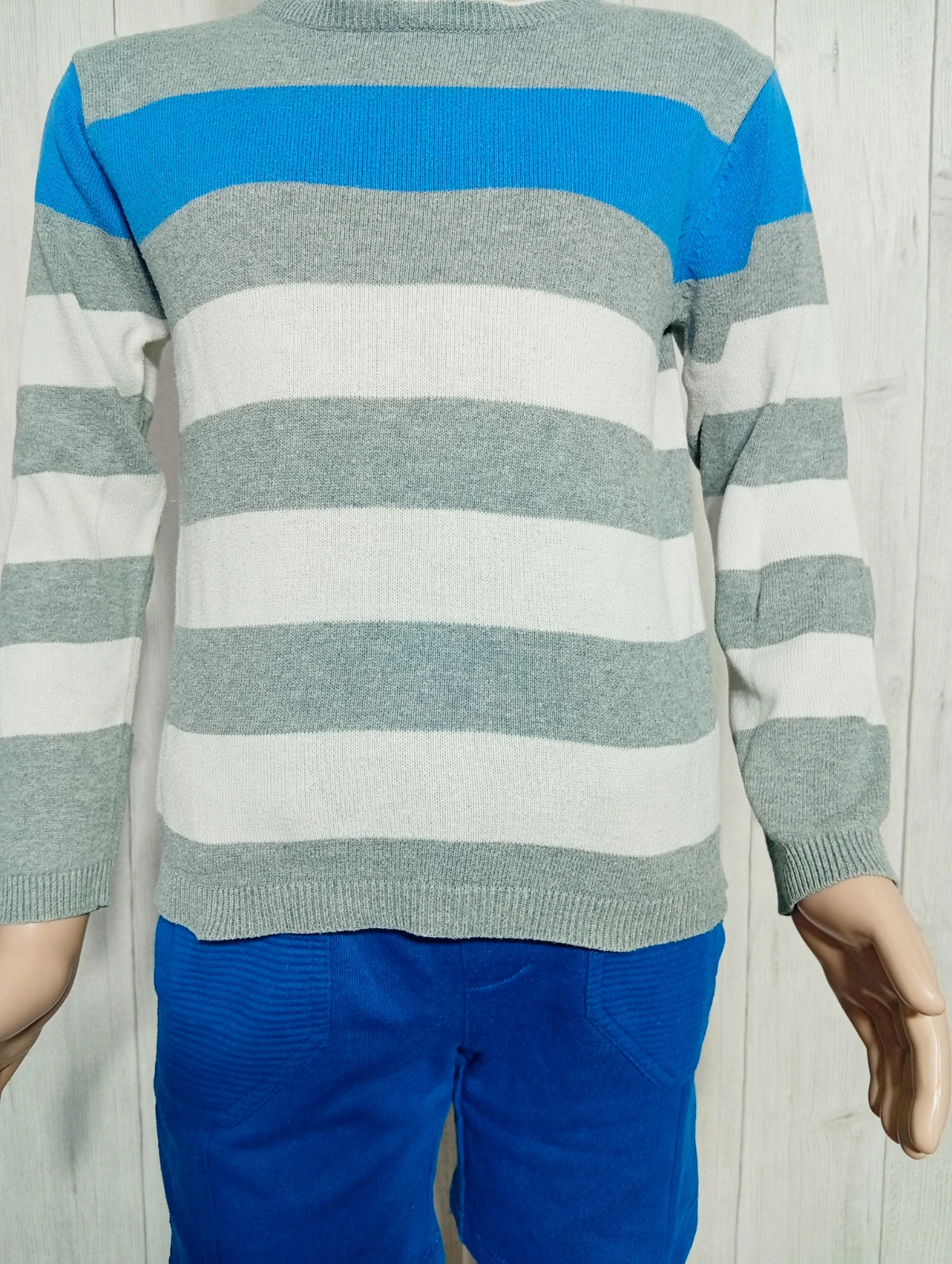 Pull garcon - taille 6 ans (113/119 cm) - inextenso-couleur blanc bleu et gris – In Extenso – taille 6 ans / 116 cm 3