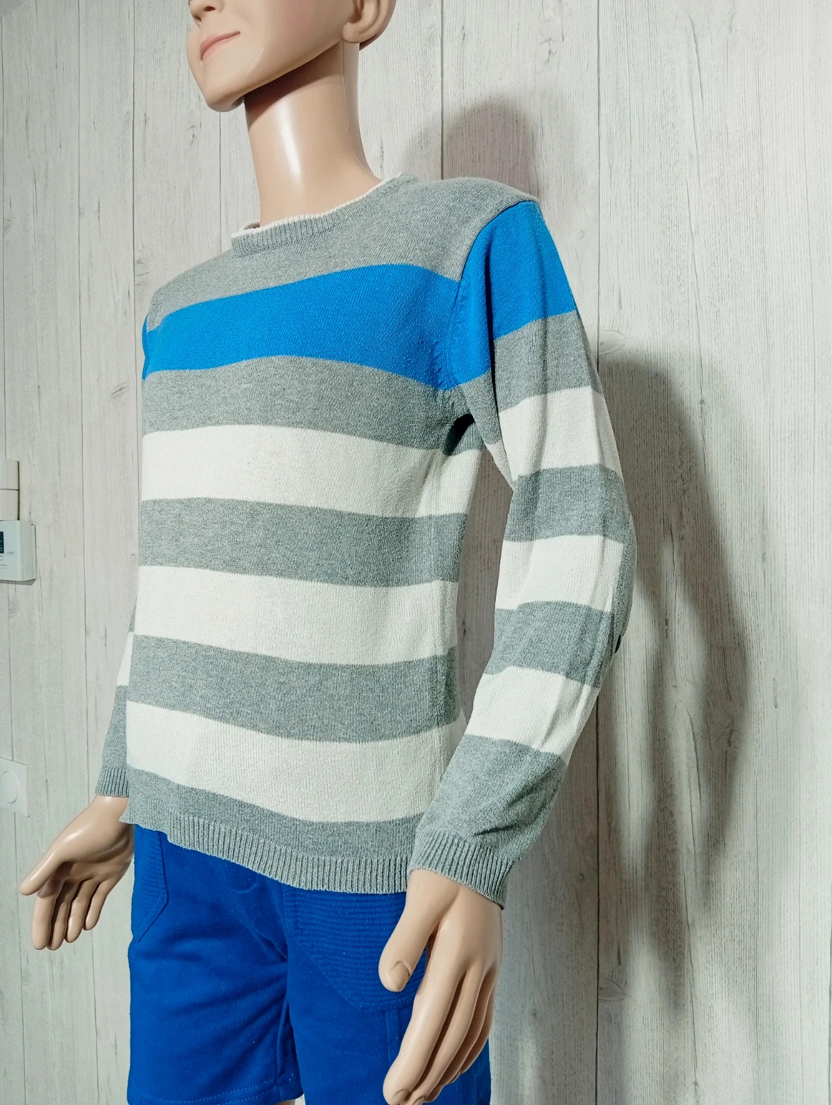 Pull garcon - taille 6 ans (113/119 cm) - inextenso-couleur blanc bleu et gris – In Extenso – taille 6 ans / 116 cm 5