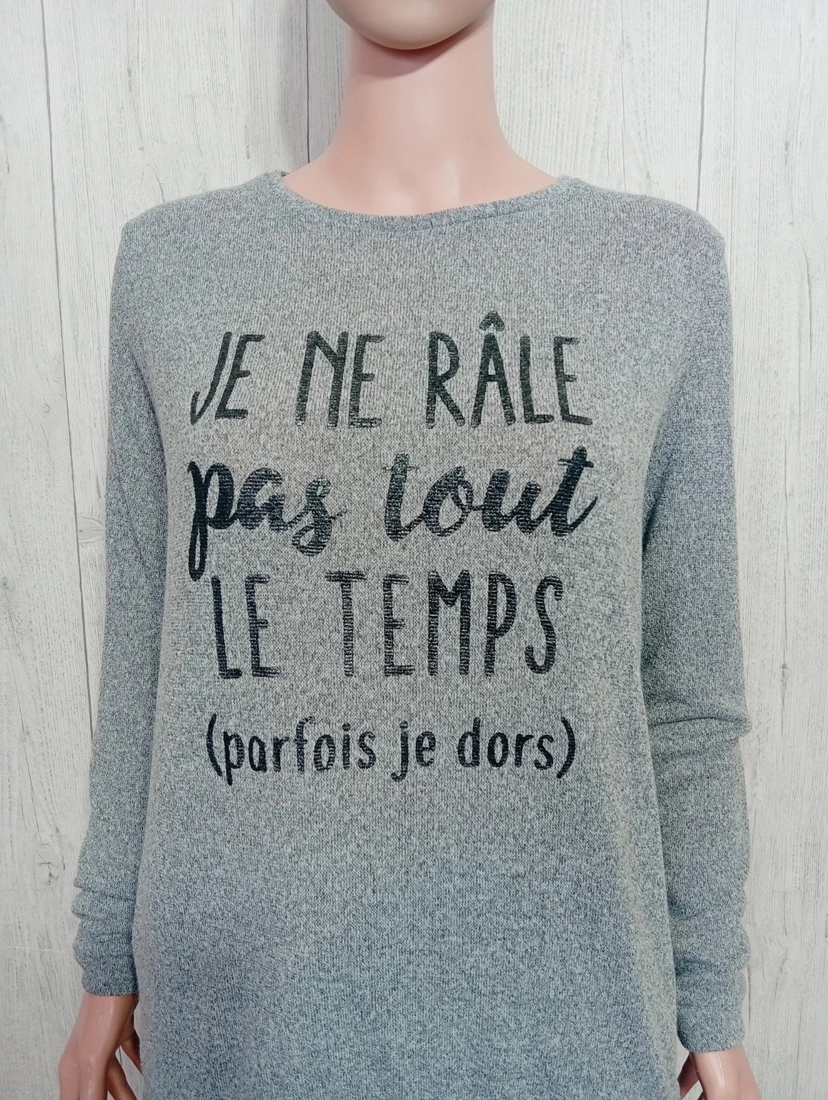 Pull femme - taille L/40 - cache cache - couleur gris et noir – Cache Cache – taille L / 40 / 12 2