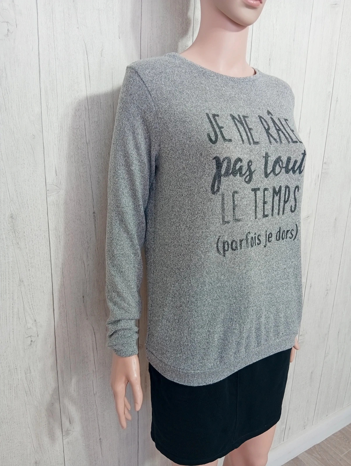 Pull femme - taille L/40 - cache cache - couleur gris et noir – Cache Cache – taille L / 40 / 12 4