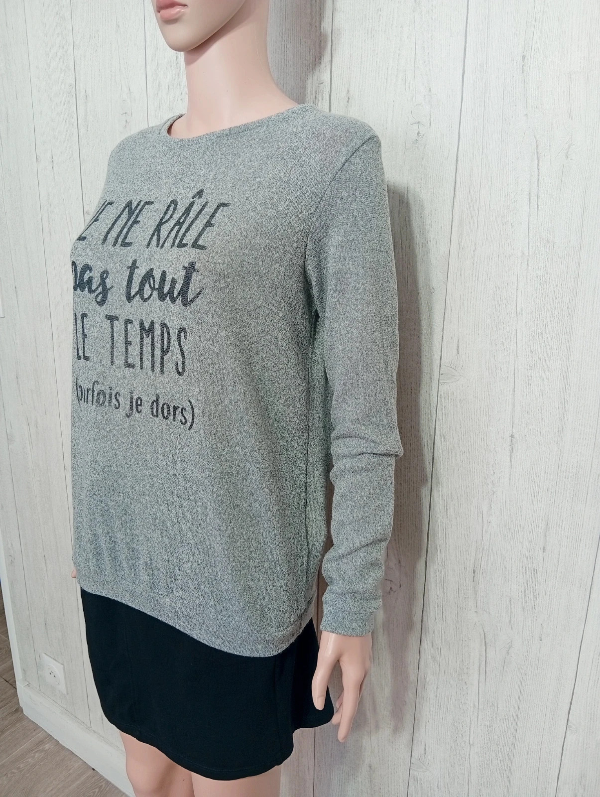 Pull femme - taille L/40 - cache cache - couleur gris et noir – Cache Cache – taille L / 40 / 12 5