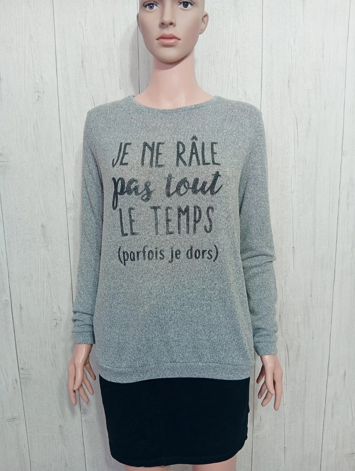 Pull femme - taille L/40 - cache cache - couleur gris et noir