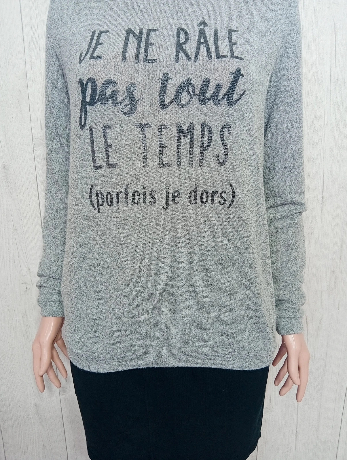 Pull femme - taille L/40 - cache cache - couleur gris et noir – Cache Cache – taille L / 40 / 12 3