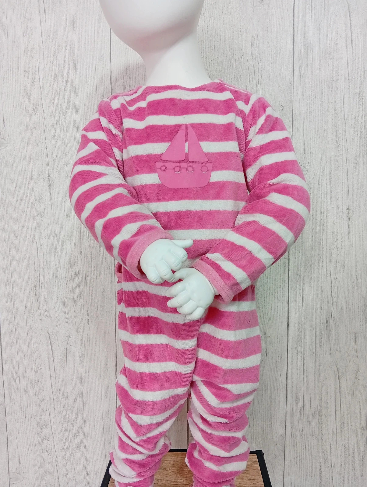 Pyjama 1 piece - taille 2ans (86 cm) - inextenso- couleur fushia et blanc – In Extenso – taille 18-24 mois / 86 cm 2