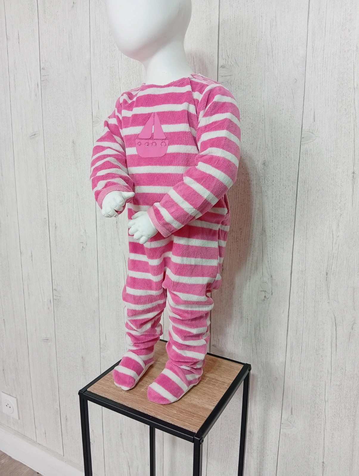 Pyjama 1 piece - taille 2ans (86 cm) - inextenso- couleur fushia et blanc – In Extenso – taille 18-24 mois / 86 cm 5