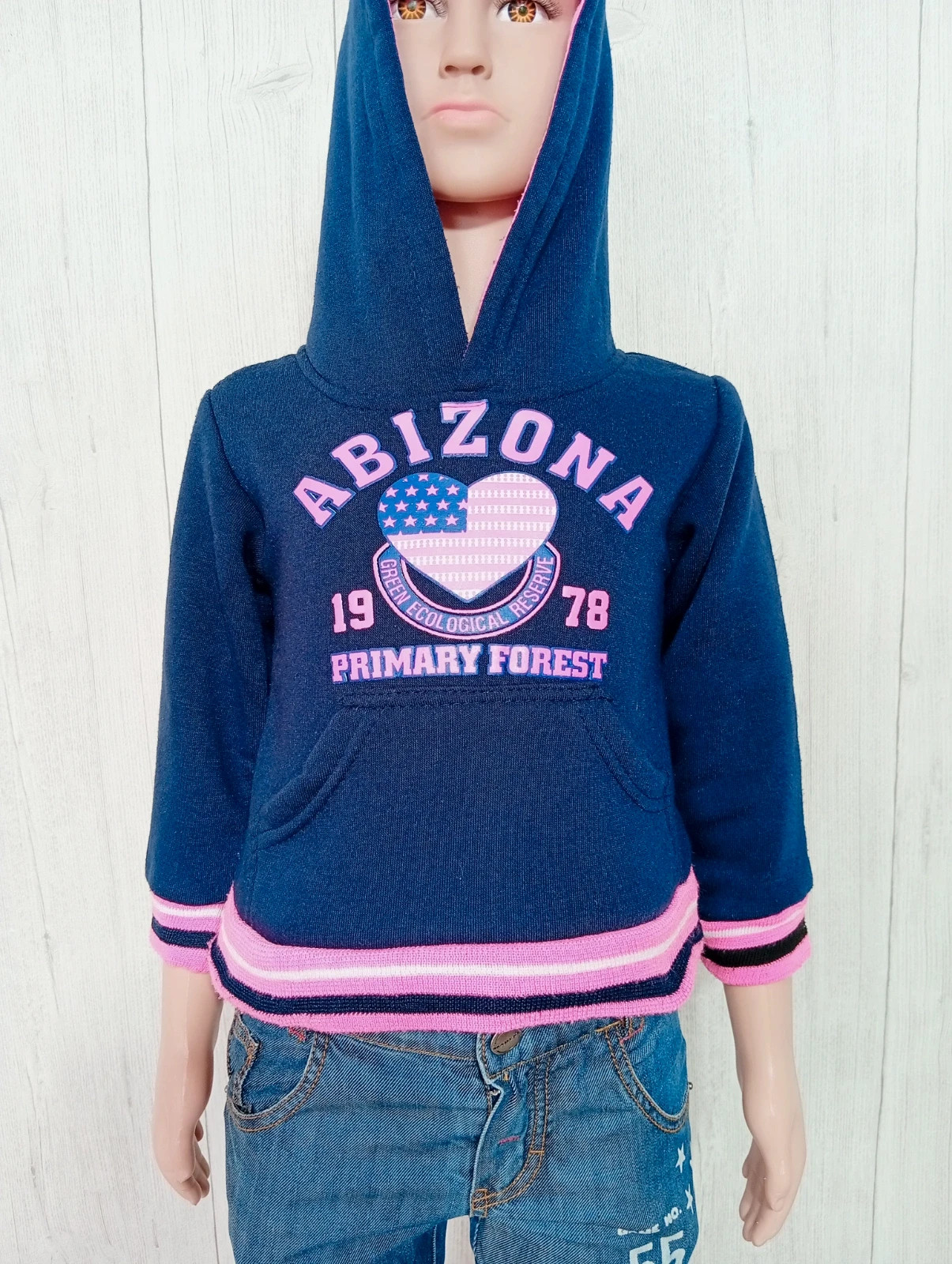 Pull a capuche fille - taille 2 ans - Little girl - couleur marine et fushia – Little Girls – taille 24-36 mois / 92 cm 3